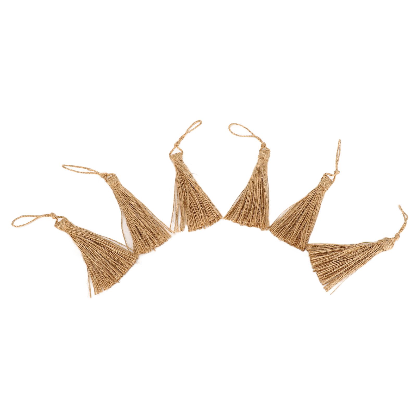 6Pcs Natural Jute Tassels Simple Rustic Style Natural Jute Widely Used Bookmark Tassels for Jewelry Curtain Craft - Image 7