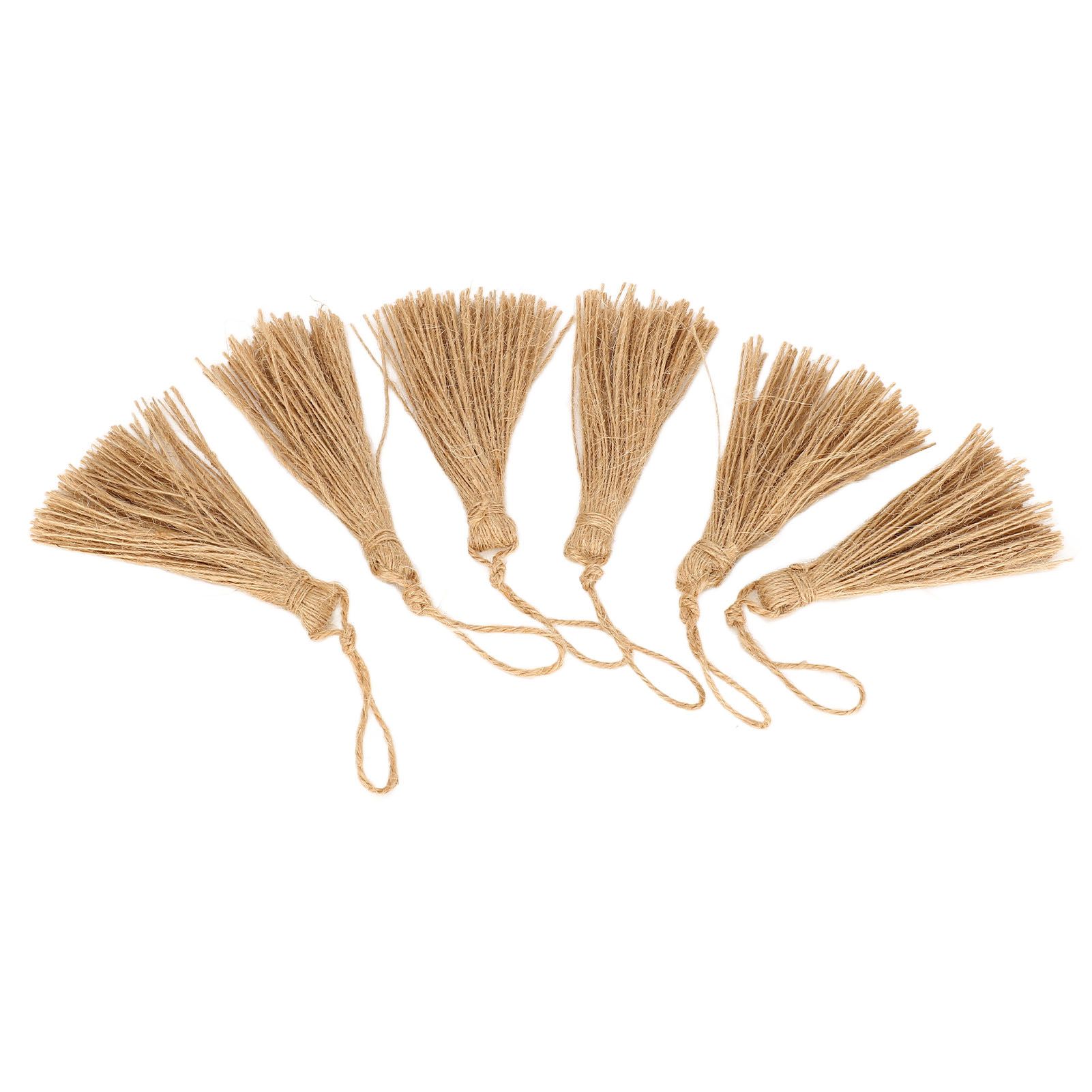 6Pcs Natural Jute Tassels Simple Rustic Style Natural Jute Widely Used Bookmark Tassels for Jewelry Curtain Craft - Image 8
