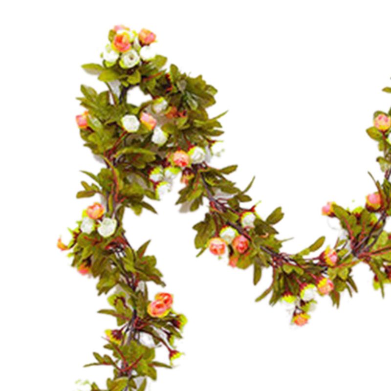 Artificial Roses Foliage Garland Hanging Guide Plastic Flower Vine Suspended Ceiling Decoration Champagne - Image 2