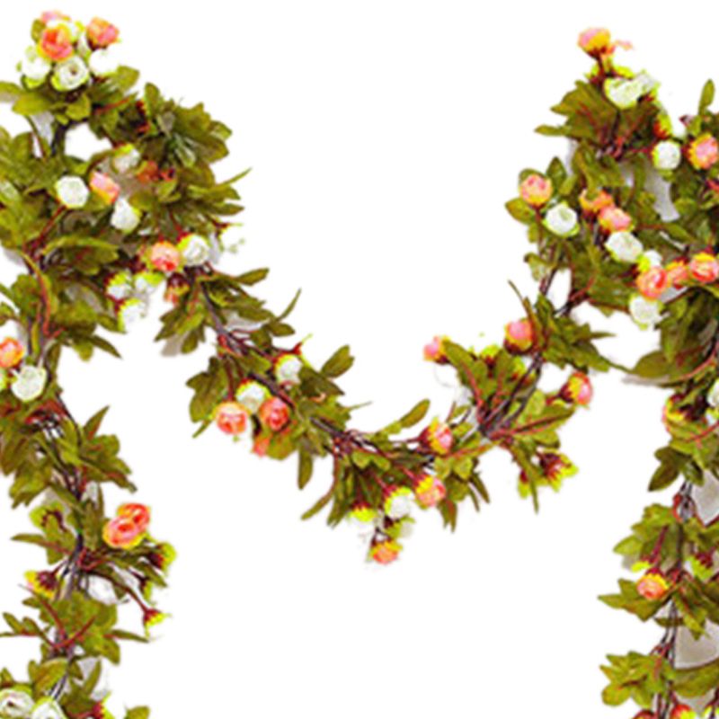 Artificial Roses Foliage Garland Hanging Guide Plastic Flower Vine Suspended Ceiling Decoration Champagne - Image 3