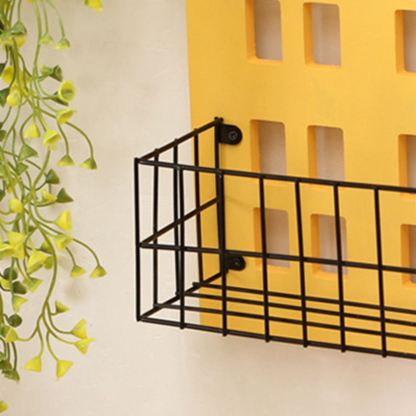 Wall Storage Shelves Hand Made Wood House Shape Wall Mounted Shelf for Bedroom Living Room Yellow - Image 4