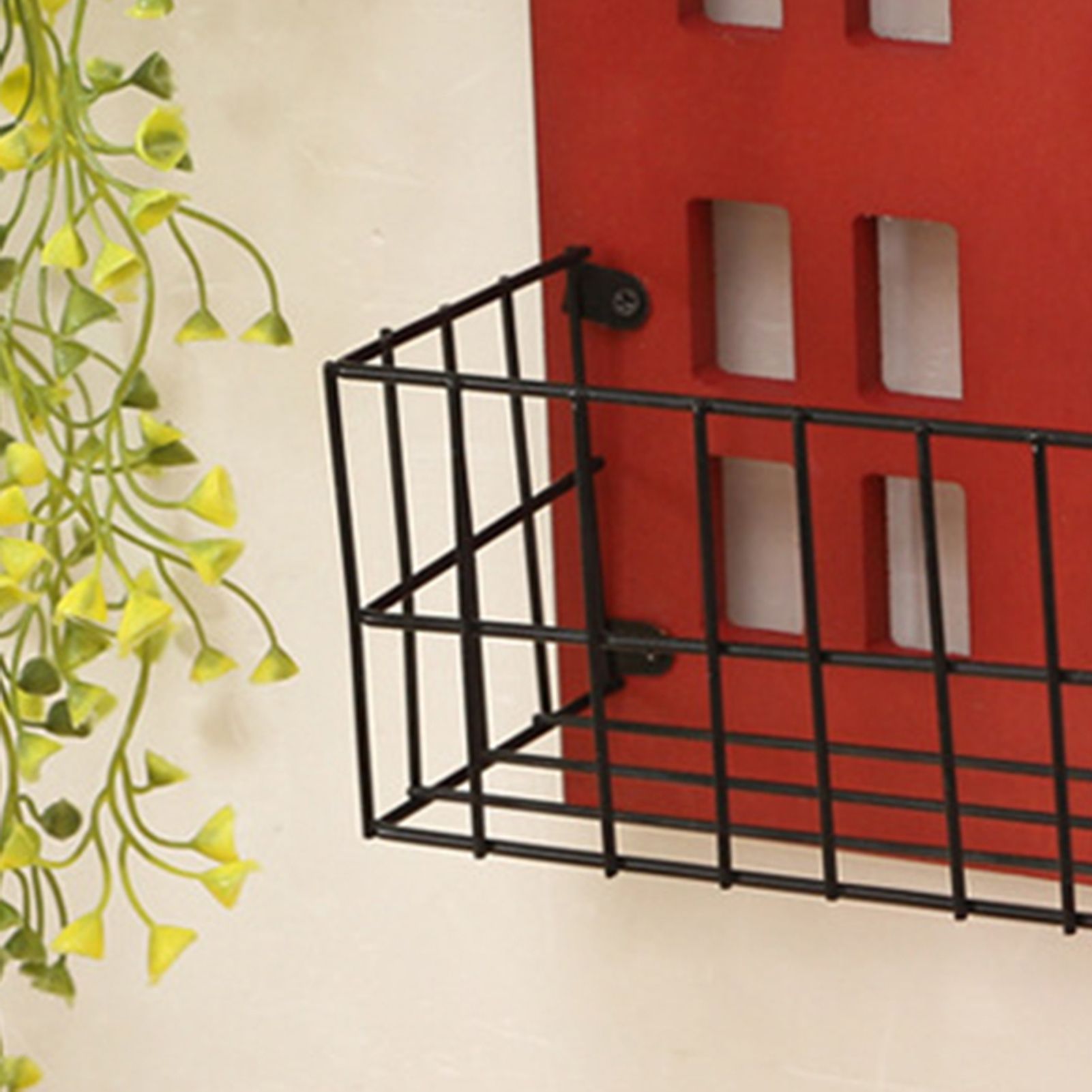 Wall Storage Shelves Hand Made Wood House Shape Wall Mounted Shelf for Bedroom Living Room Red - Image 3