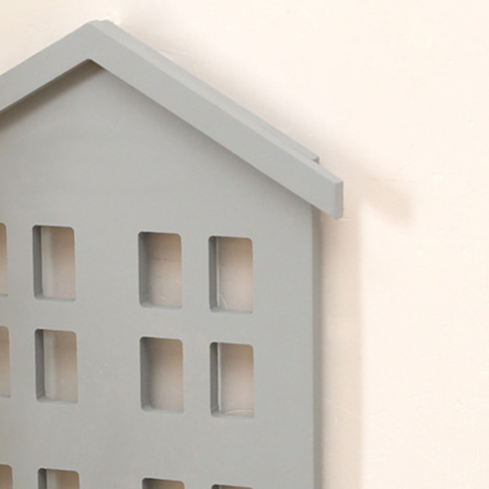 Wall Storage Shelves Hand Made Wood House Shape Wall Mounted Shelf for Bedroom Living Room Grey - Image 3