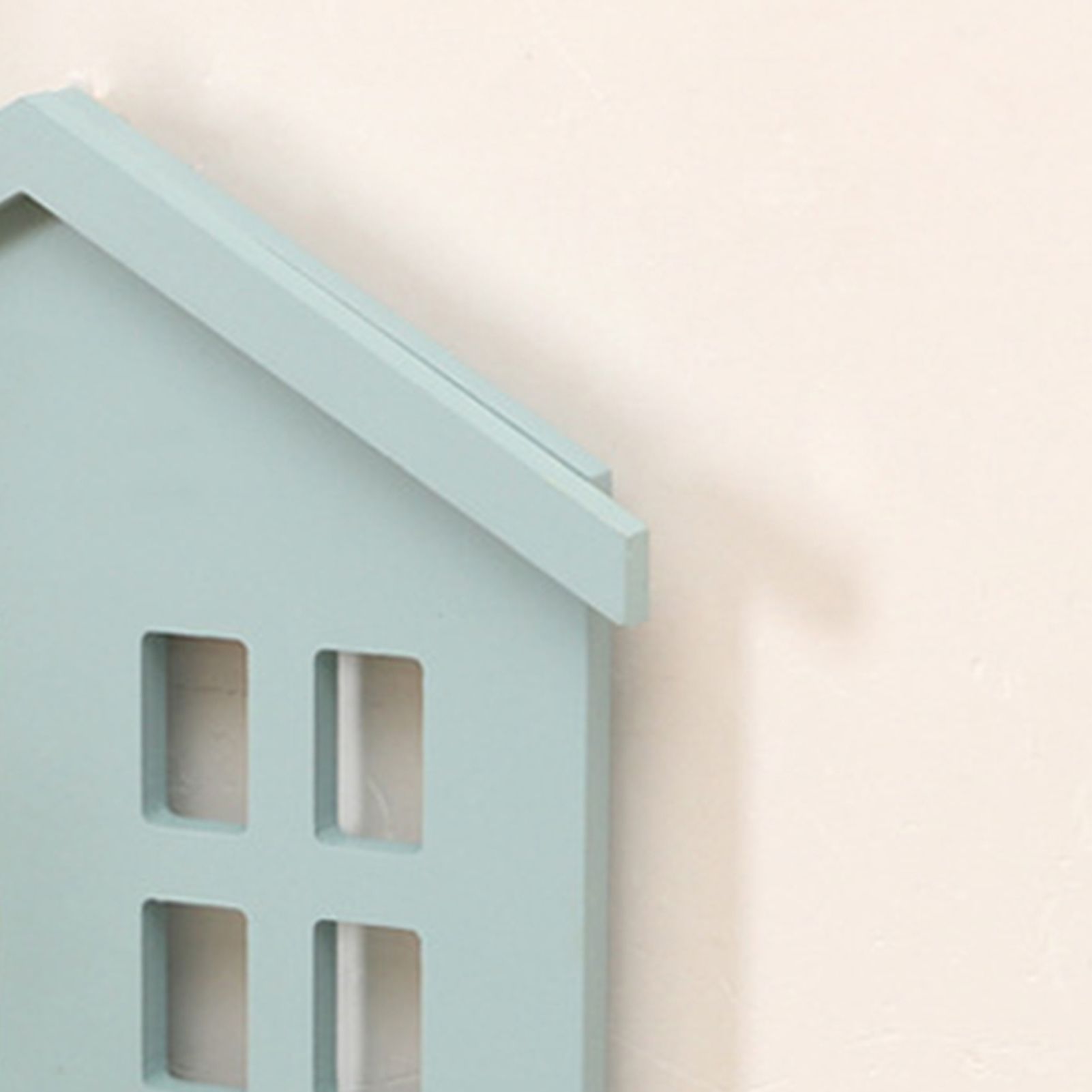 Wall Storage Shelves Hand Made Wood House Shape Wall Mounted Shelf for Bedroom Living Room Light Blue - Image 3
