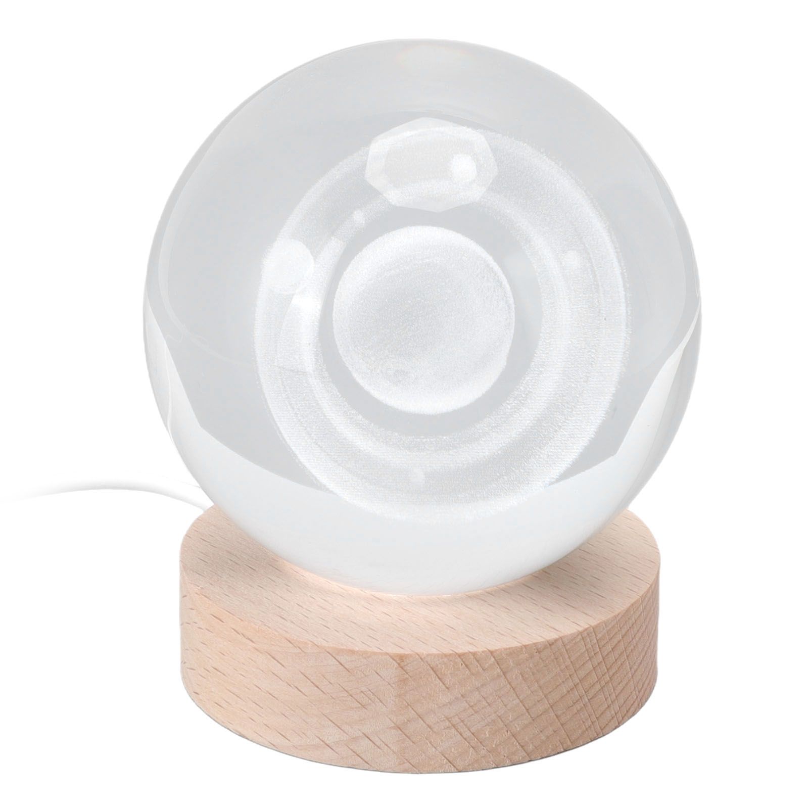 3D Saturn Night Lamp Crystal Ball Night Light LED Wooden Inter Carving Tabletop Ornaments for Friends Kids Gifts Saturn Warm Light - Image 3