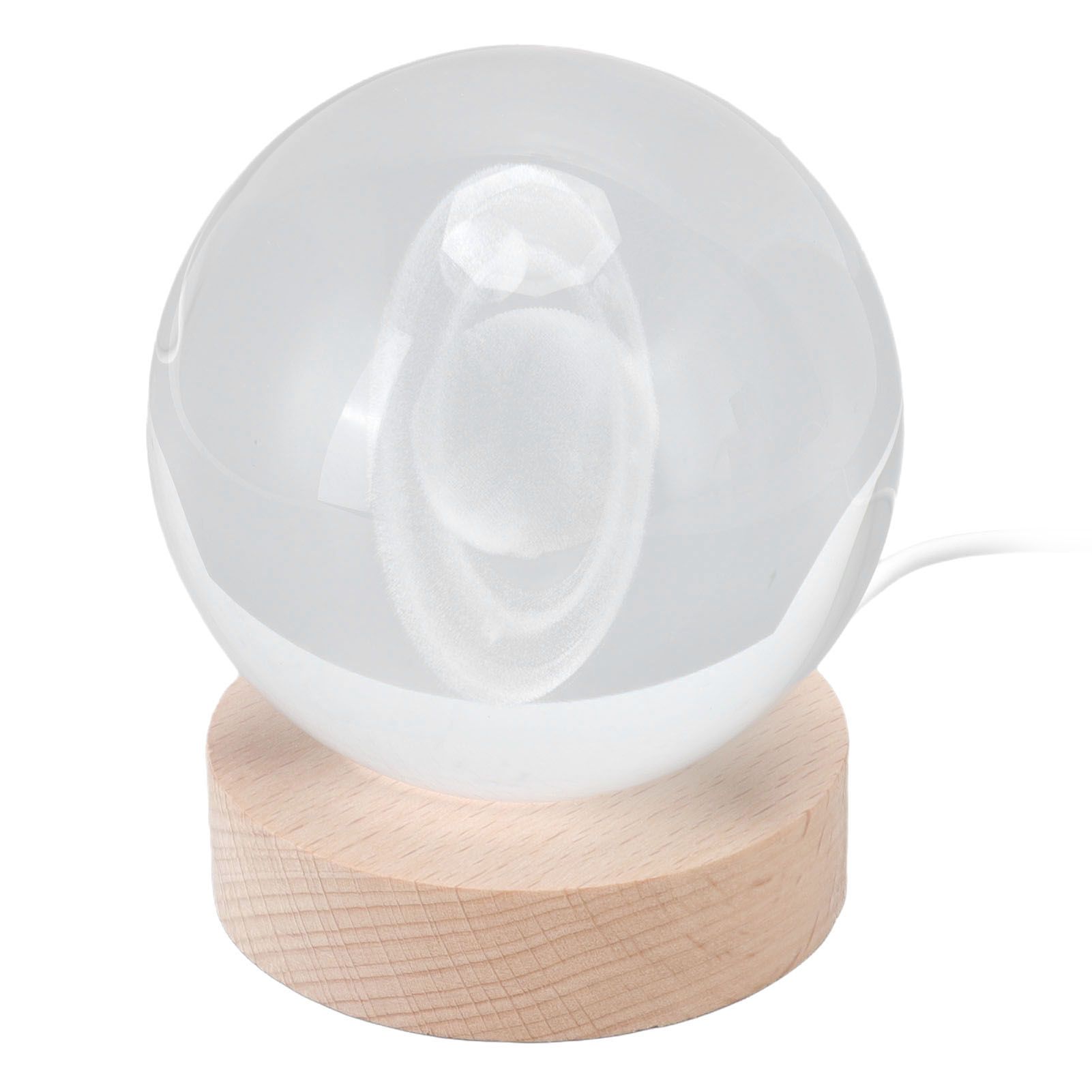 3D Saturn Night Lamp Crystal Ball Night Light LED Wooden Inter Carving Tabletop Ornaments for Friends Kids Gifts Saturn Warm Light - Image 4
