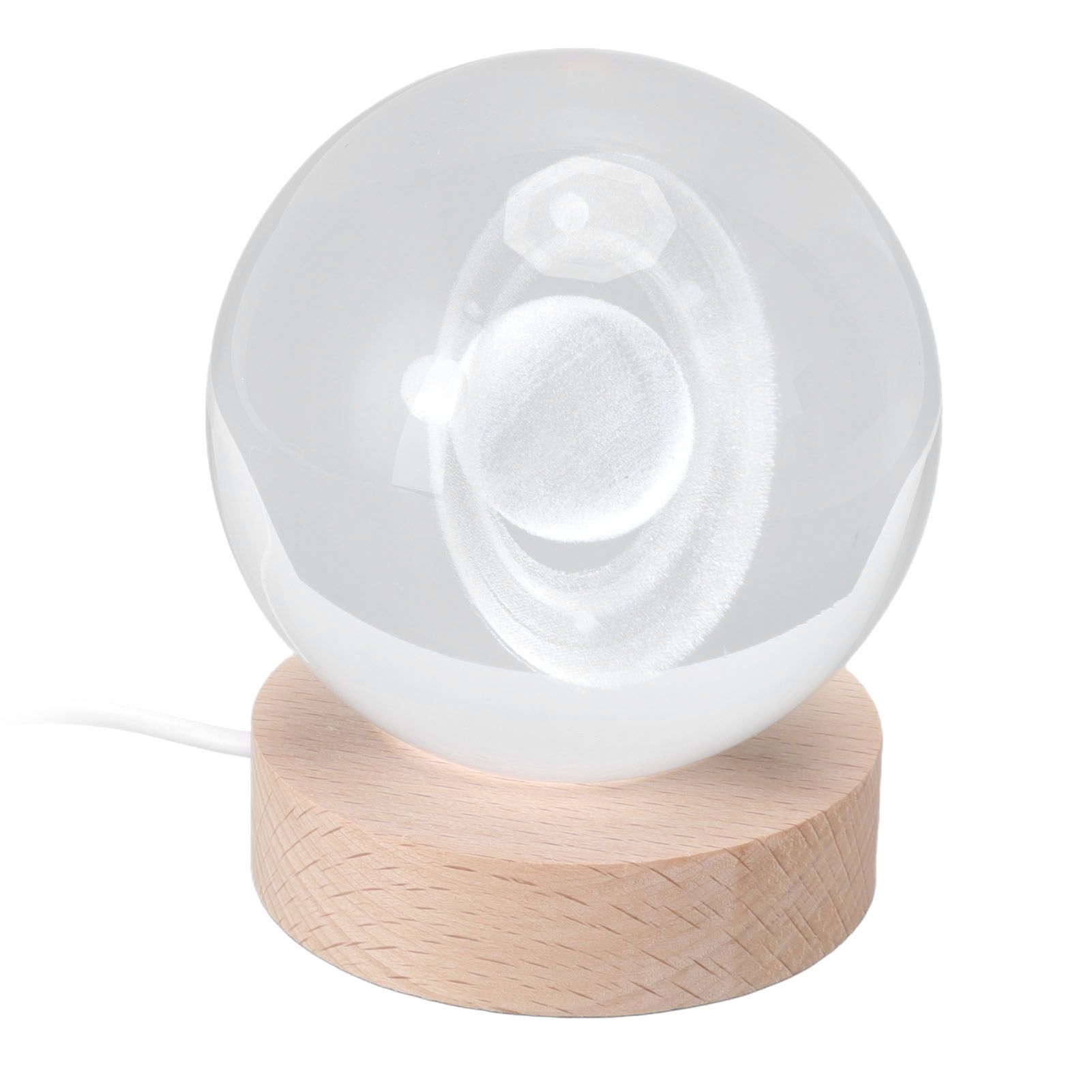 3D Saturn Night Lamp Crystal Ball Night Light LED Wooden Inter Carving Tabletop Ornaments for Friends Kids Gifts Saturn Colorful Light - Image 2