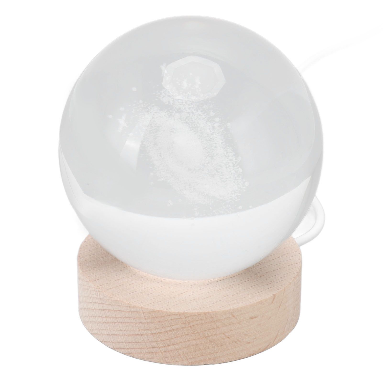 Crystal Ball Night Light Wired Button Switch Round 3D Decorative Crystal Ball with Base for Home Galactic System Warm Light - Image 2