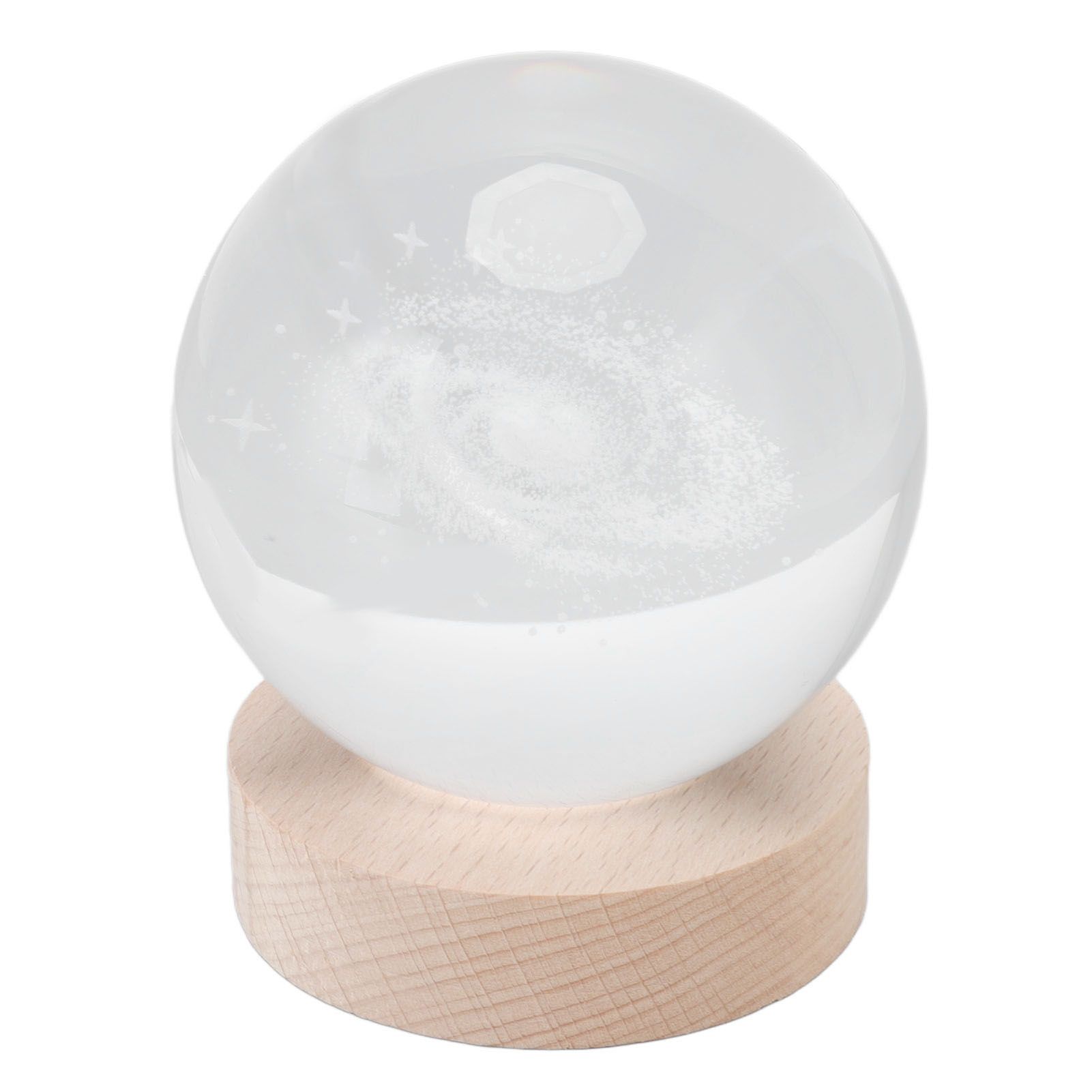 Crystal Ball Night Light Wired Button Switch Round 3D Decorative Crystal Ball with Base for Home Galactic System Warm Light - Image 3