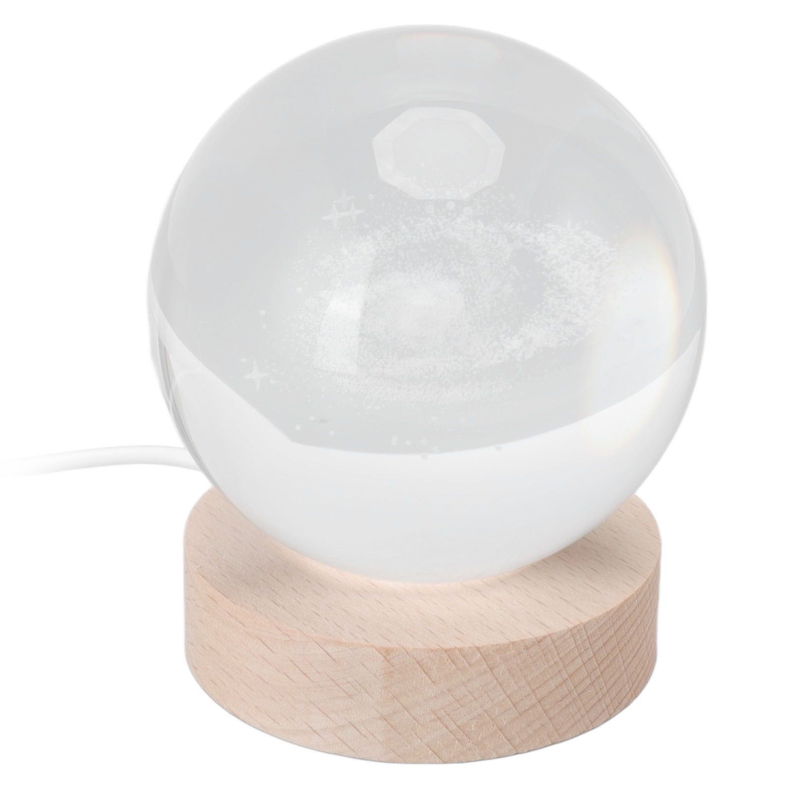 Crystal Ball Night Light Wired Button Switch Round 3D Decorative Crystal Ball with Base for Home Galactic System Warm Light - Image 4