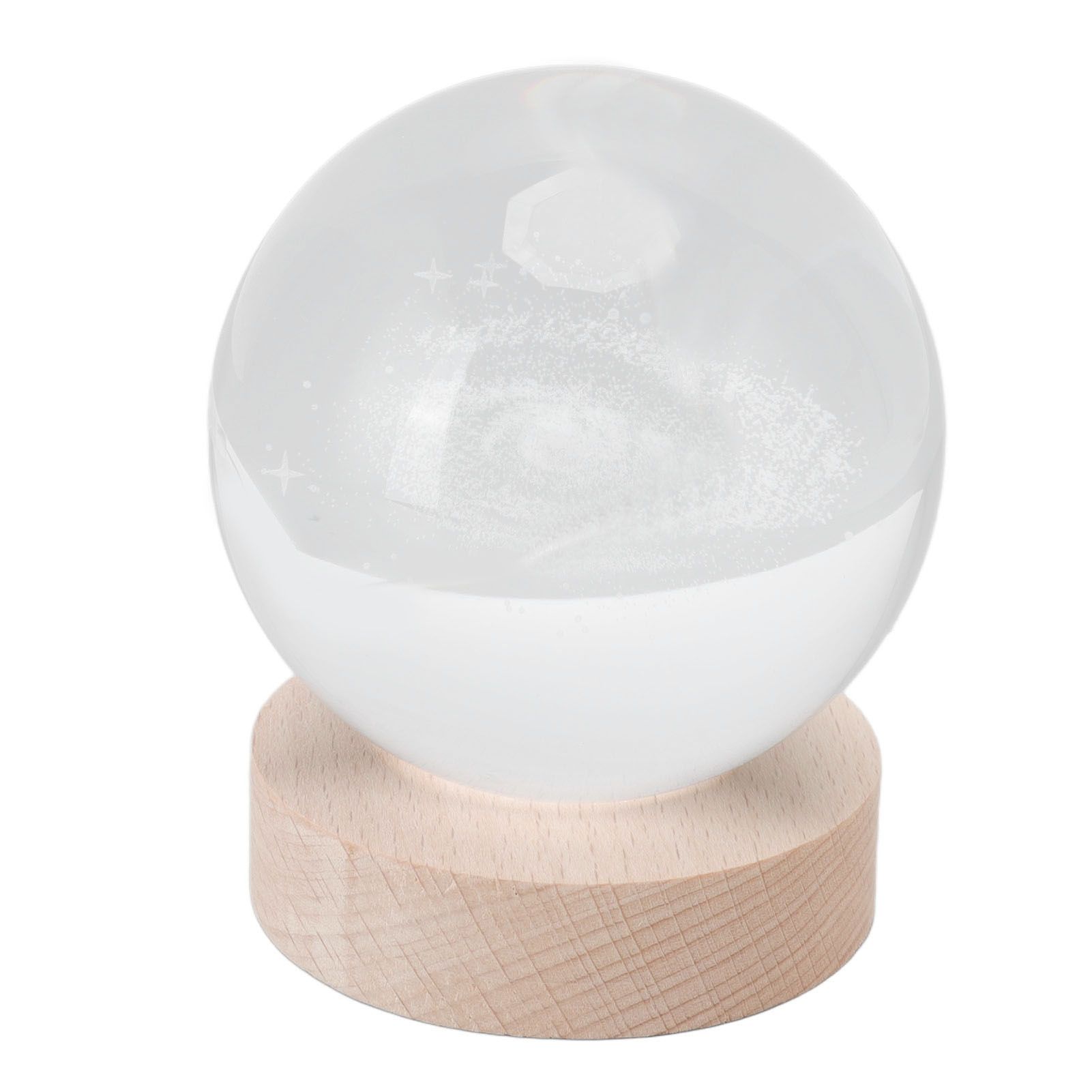 Crystal Ball Night Light Wired Button Switch Round 3D Decorative Crystal Ball with Base for Home Galactic System Warm Light - Image 5
