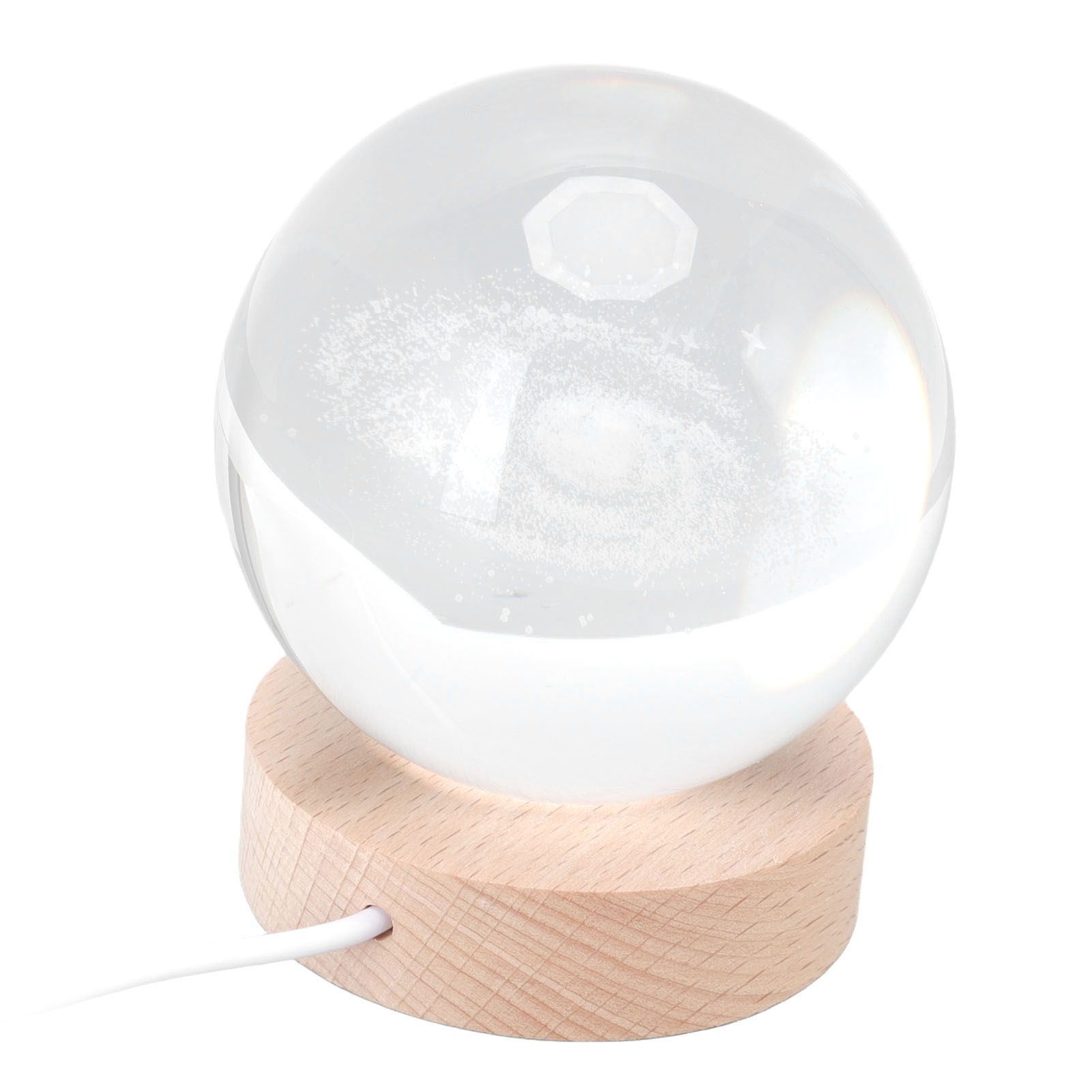 Crystal Ball Night Light Wired Button Switch Round 3D Decorative Crystal Ball with Base for Home Galactic System Warm Light - Image 6