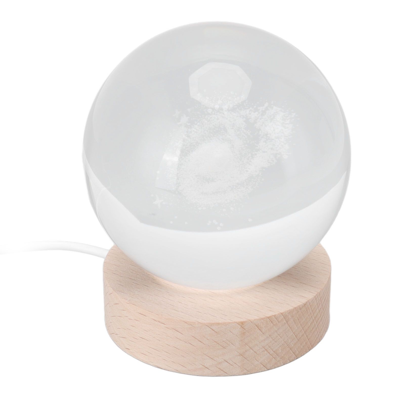 Crystal Ball Night Light Wired Button Switch Round 3D Decorative Crystal Ball with Base for Home Galactic System Warm Light - Image 7
