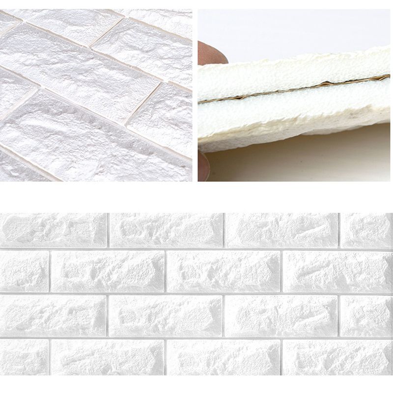 3D Brick Wall Stickers Self Adhesive Waterproof Prevent Collision DIY Faux Foam Brick Wall Panels for Bedroom Kitchen Standard 2.5mm/0.1in White - Image 5
