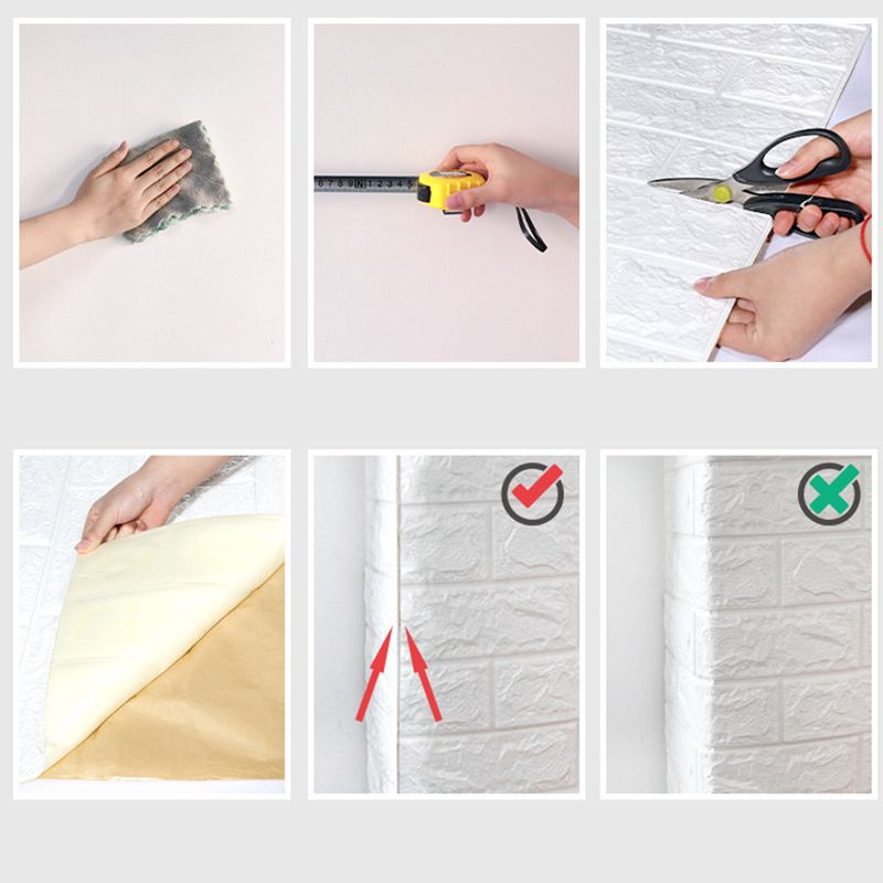 3D Brick Wall Stickers Self Adhesive Waterproof Prevent Collision DIY Faux Foam Brick Wall Panels for Bedroom Kitchen Standard 2.5mm/0.1in White - Image 8