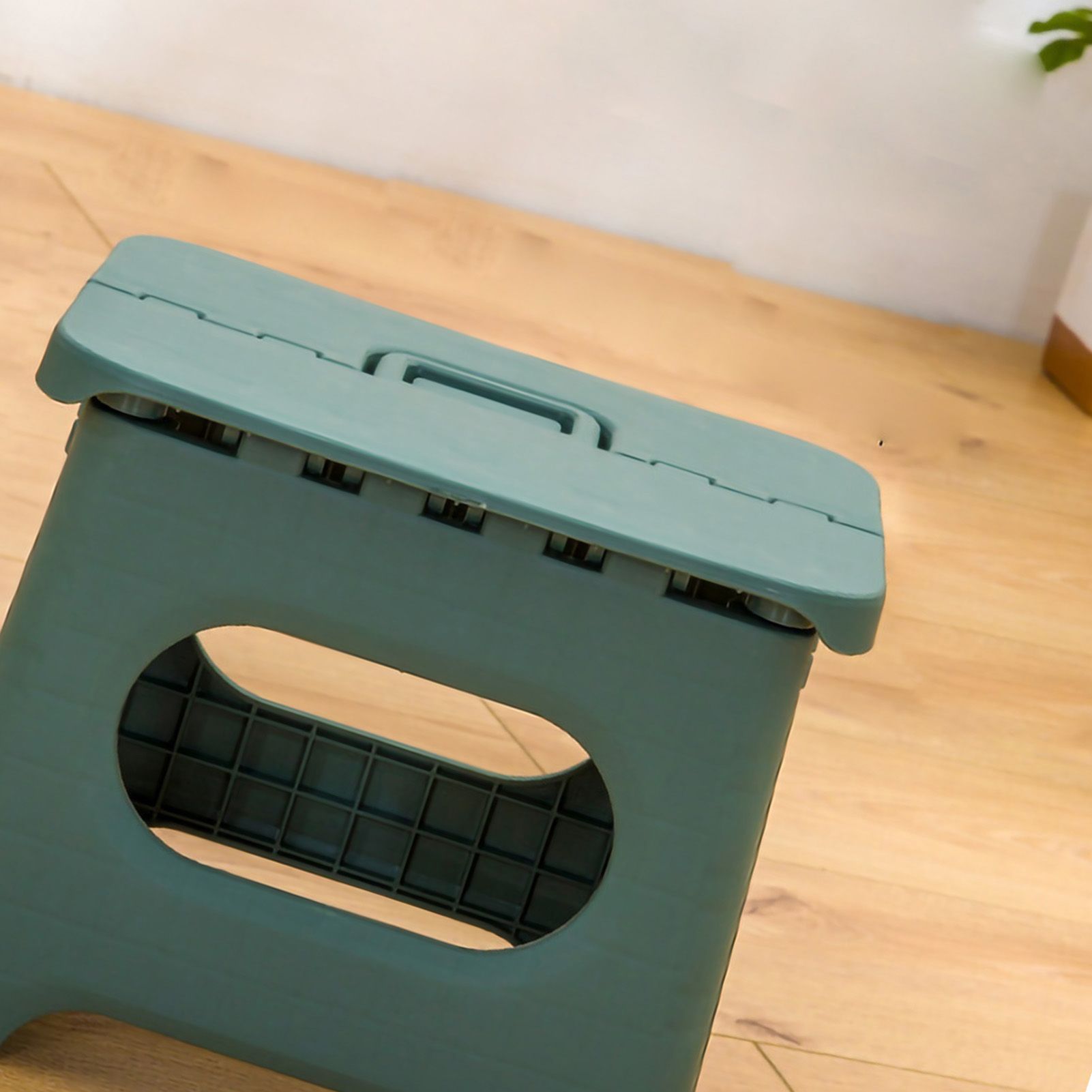 Folding Step Stool Portable Strong Space Saving Plastic Footstool for Adults and Kids Light Green - Image 2