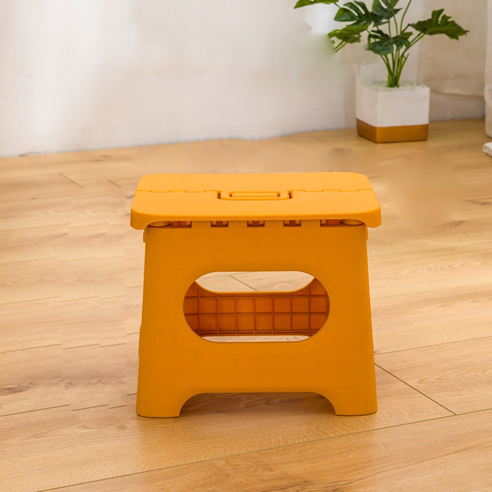 Folding Step Stool Portable Strong Space Saving Plastic Footstool for Adults and Kids Yellow - Image 1