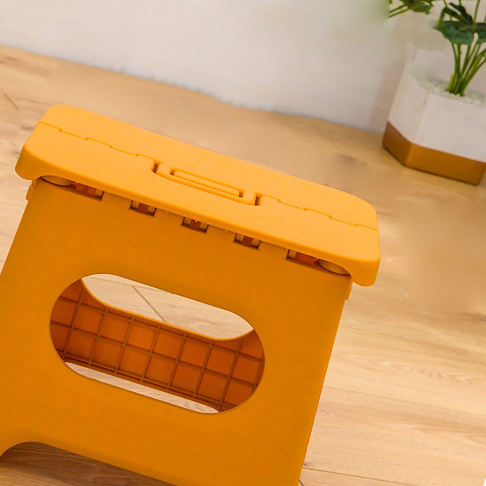 Folding Step Stool Portable Strong Space Saving Plastic Footstool for Adults and Kids Yellow - Image 3