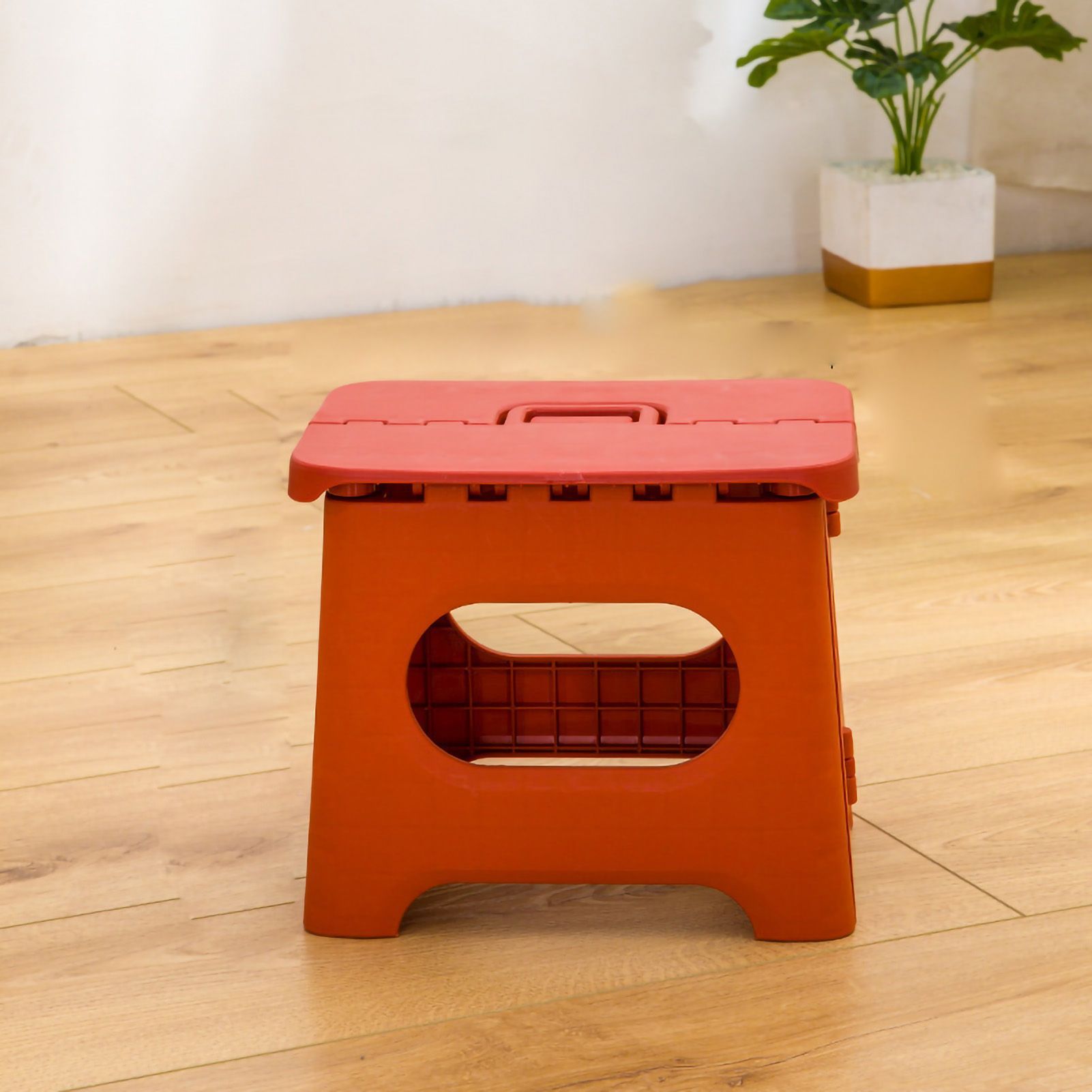 Folding Step Stool Portable Strong Space Saving Plastic Footstool for Adults and Kids Vintage Red - Image 5