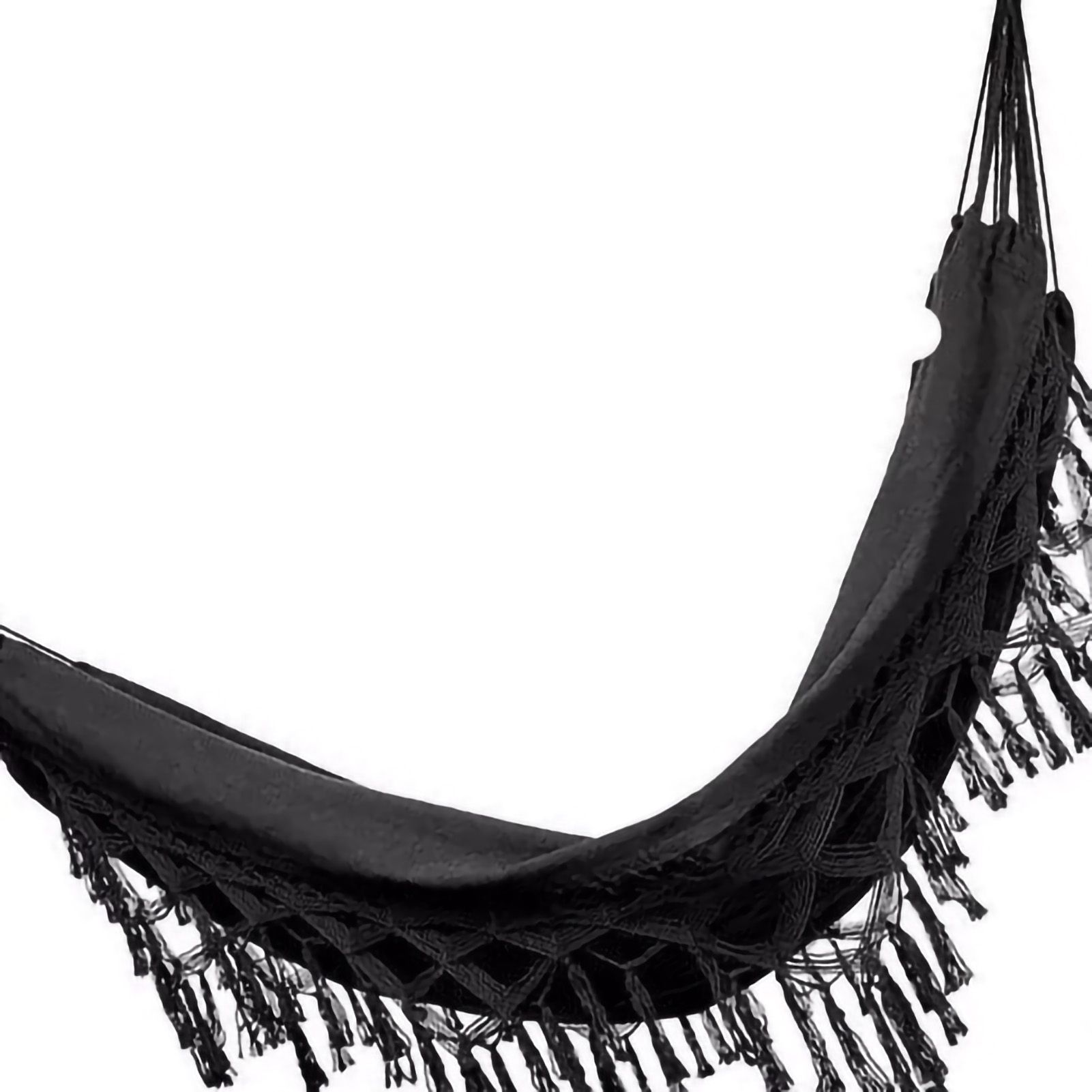 Double Hammock Wearable Portable Rustic Tassel Adult Hammock with 2 Tie Ropes Storage Bag for Camping Indoor Outdoor Black - Image 1