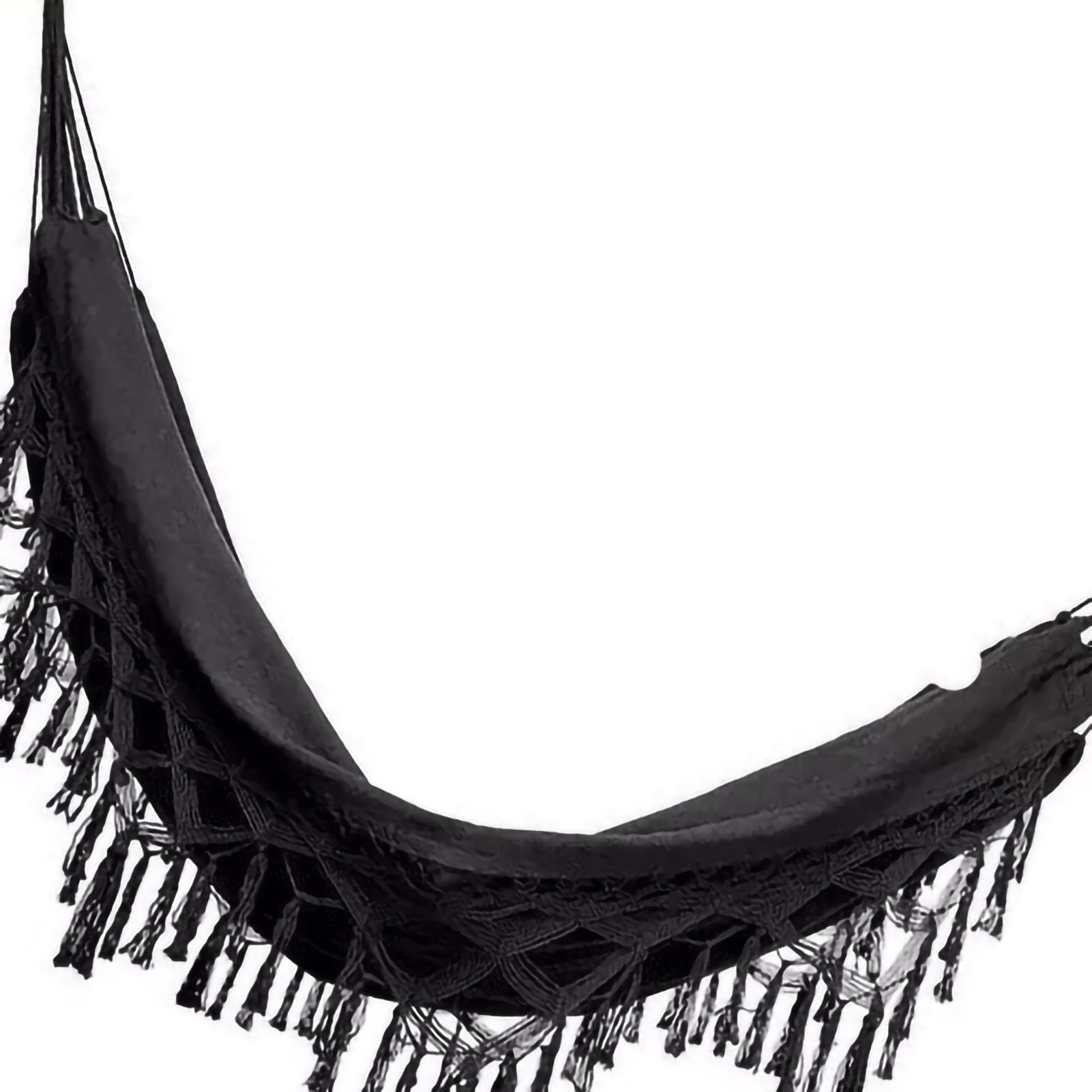 Double Hammock Wearable Portable Rustic Tassel Adult Hammock with 2 Tie Ropes Storage Bag for Camping Indoor Outdoor Black - Image 2