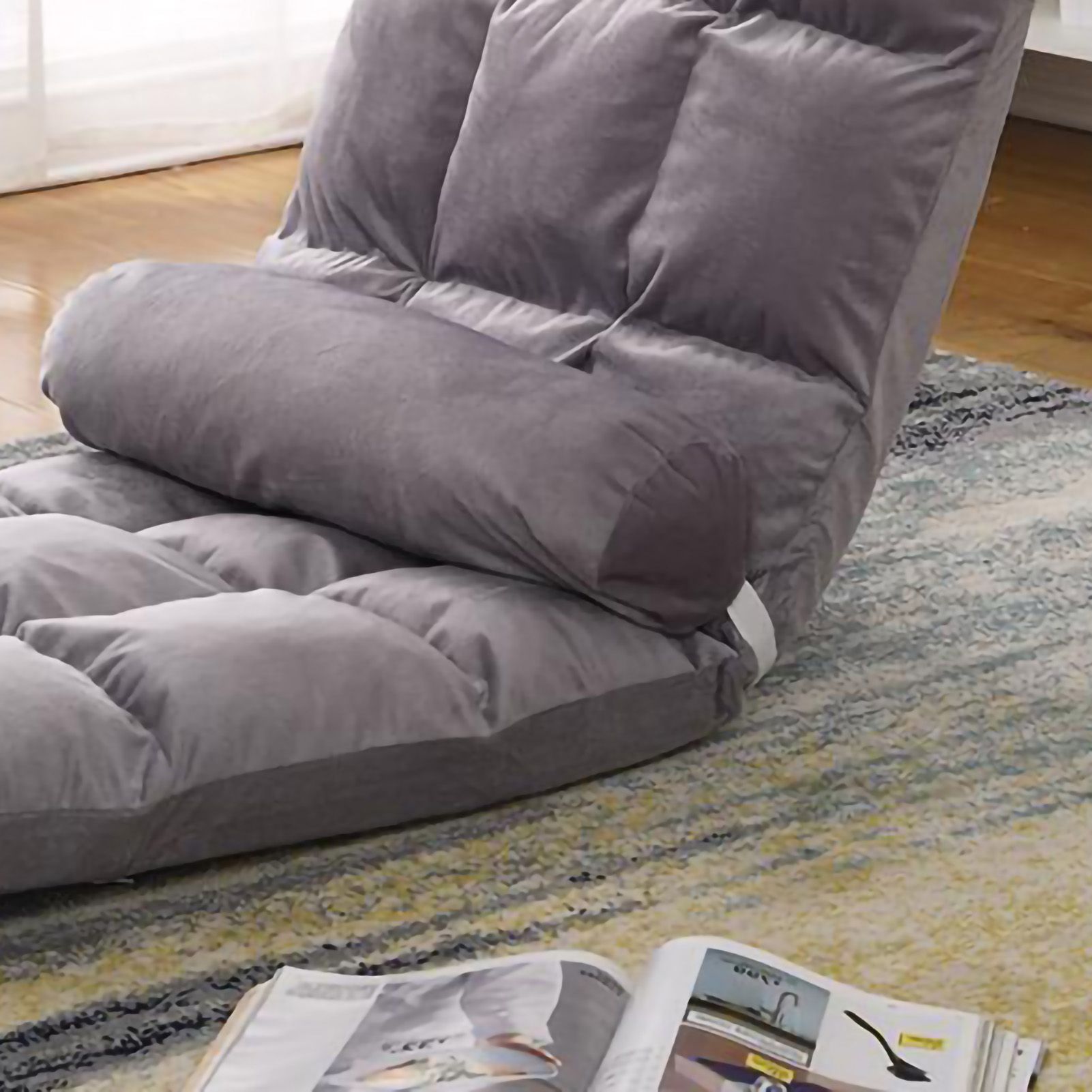 Tatami Sofa Folding Back Sofa Chair Single Bedroom Floor Balcony Small Sofa Chair Cushion Grey - Image 4