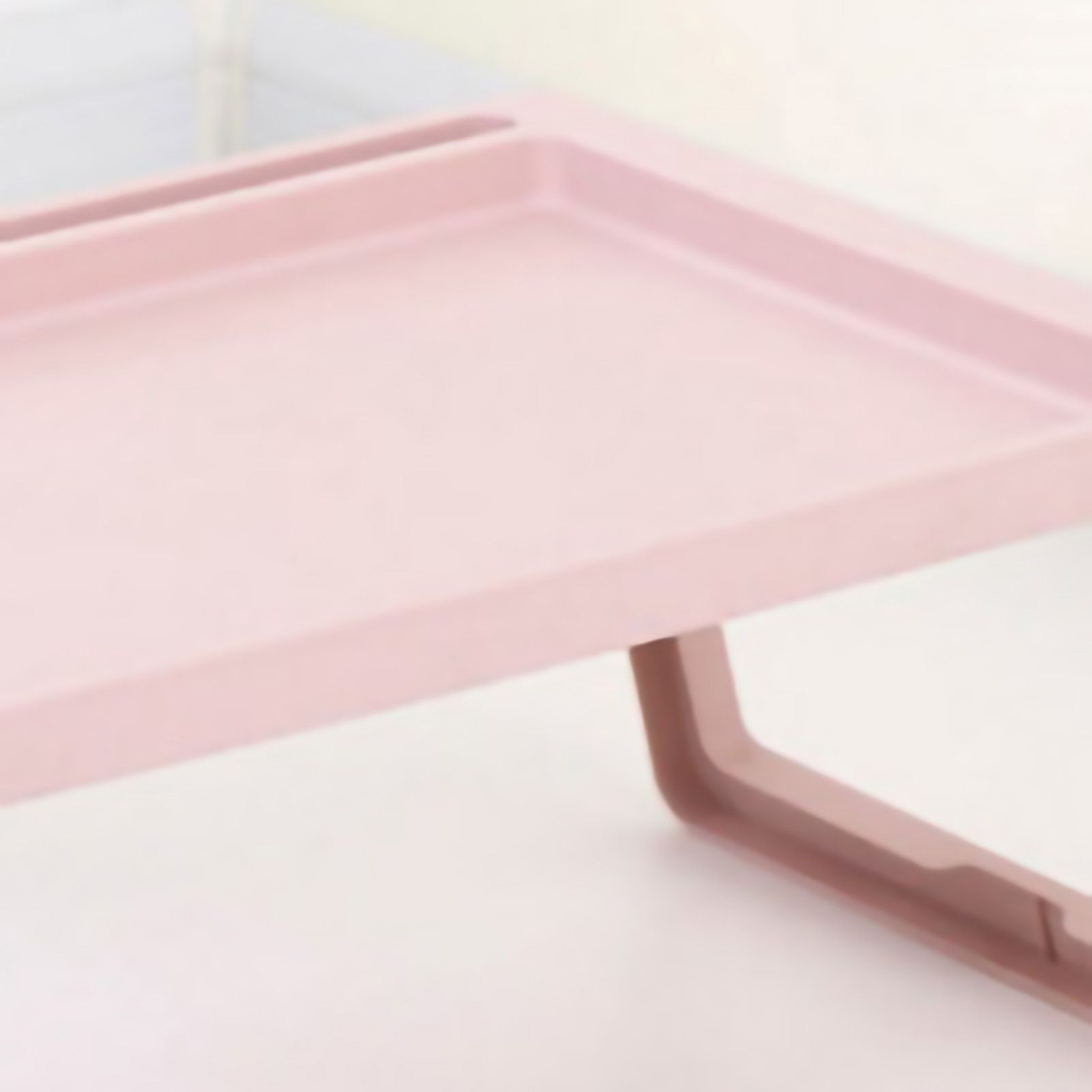 Laptop Bed Desk PP Folding Simple Downward Grooved Design Lap Desk Bed Table with Charging Hole for Bedroom Dorm Pink 68x35.8x27.5cm - Image 3