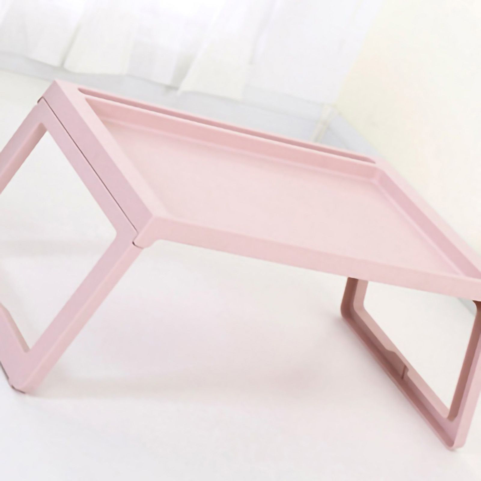 Laptop Bed Desk PP Folding Simple Downward Grooved Design Lap Desk Bed Table with Charging Hole for Bedroom Dorm Pink 68x35.8x27.5cm - Image 4