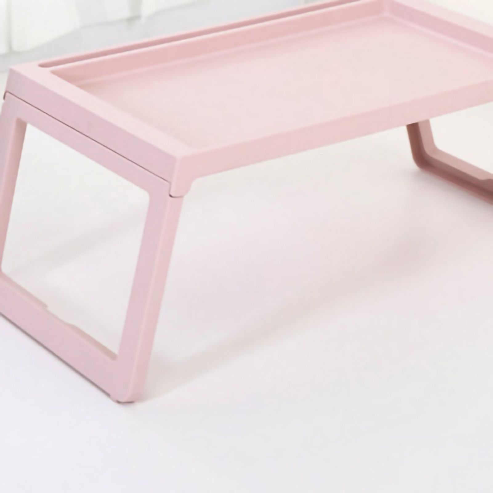 Laptop Bed Desk PP Folding Simple Downward Grooved Design Lap Desk Bed Table with Charging Hole for Bedroom Dorm Pink 68x35.8x27.5cm - Image 5