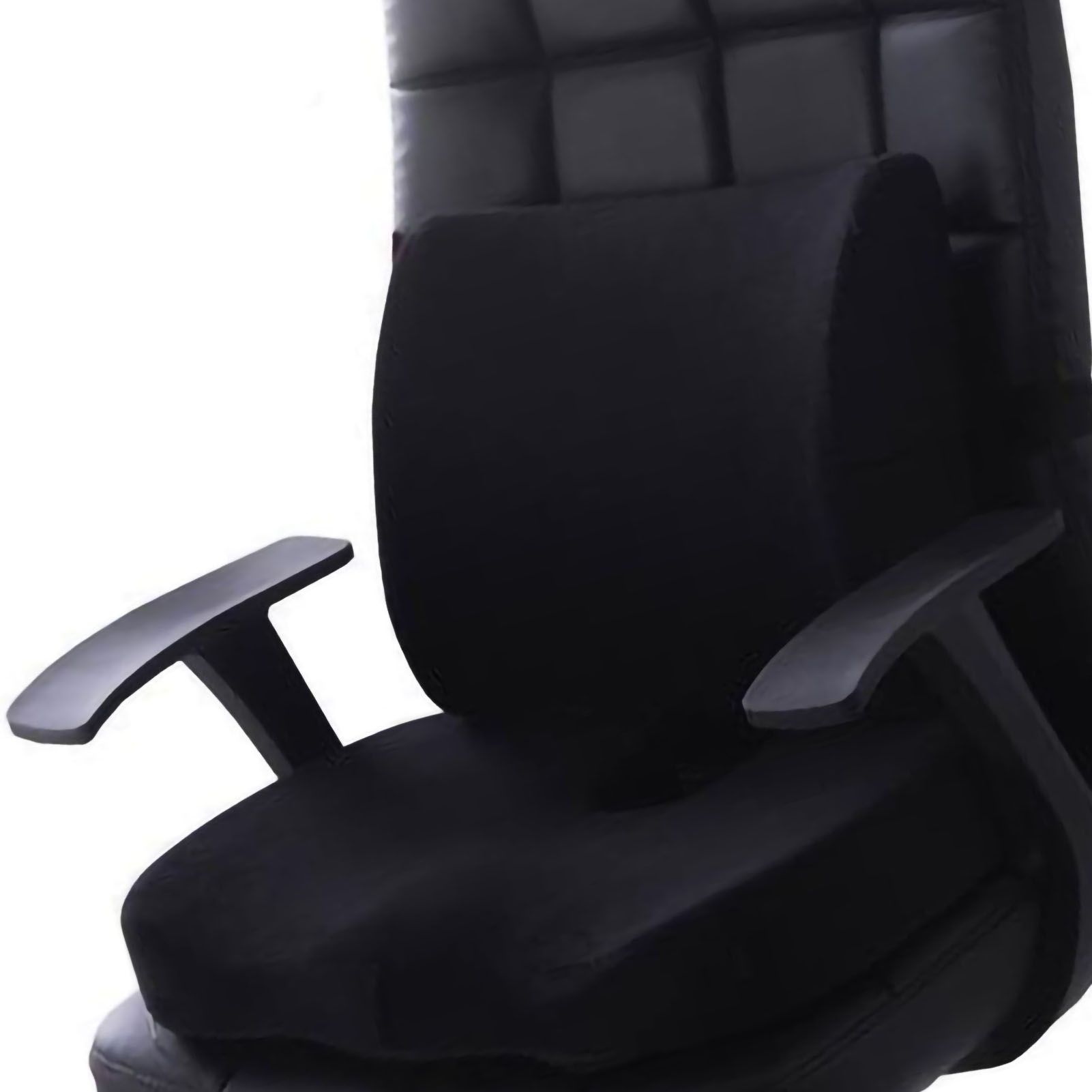 Seat Cushion Lumbar Support Set Polyester Comfortable Chair Cushion for Office Home Flannelette Set Black Cushion and Back Cushion Combination Set - Image 4