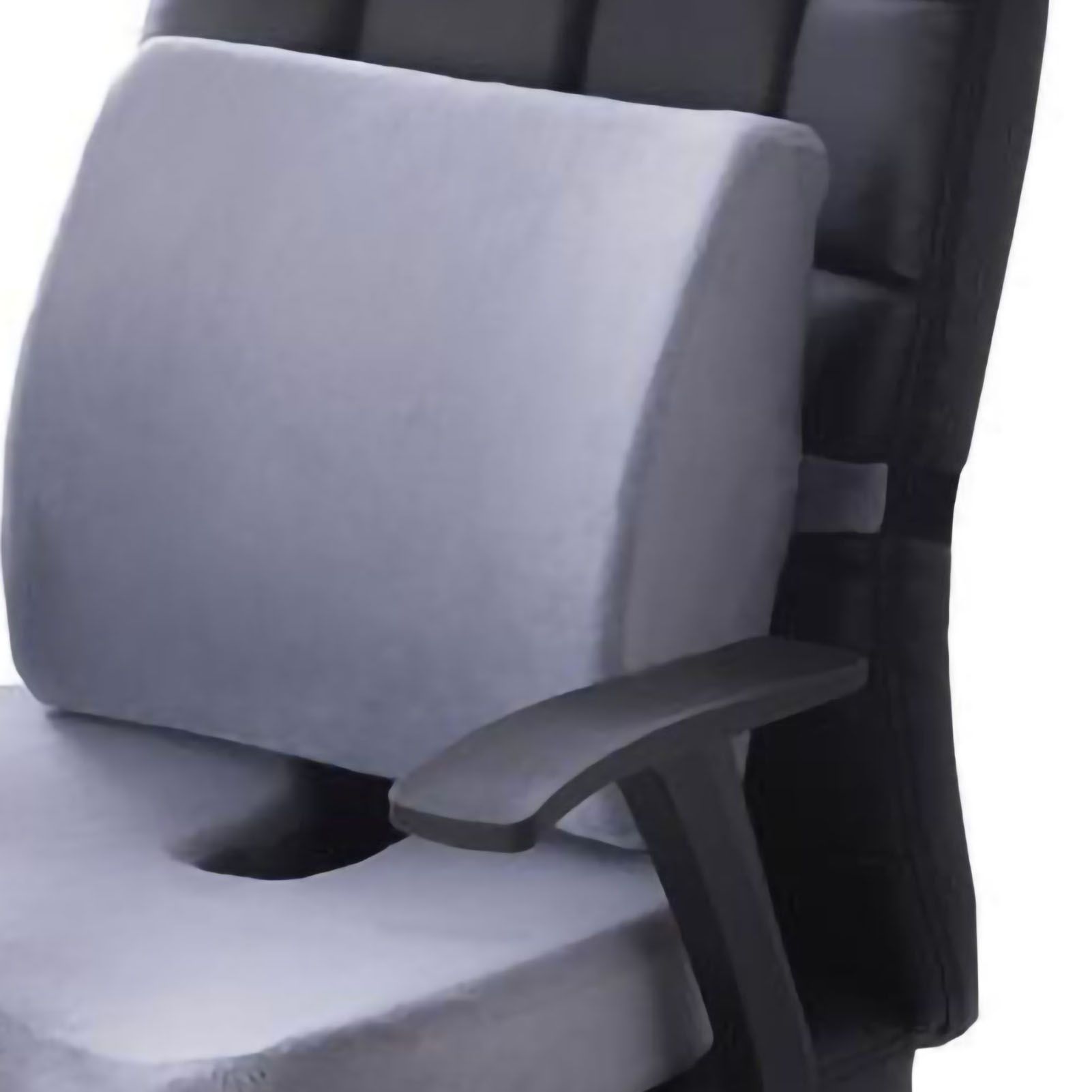 Seat Cushion Lumbar Support Set Polyester Comfortable Chair Cushion for Office Home Flannelette Set Grey Cushion and Back Cushion Combination Set - Image 3
