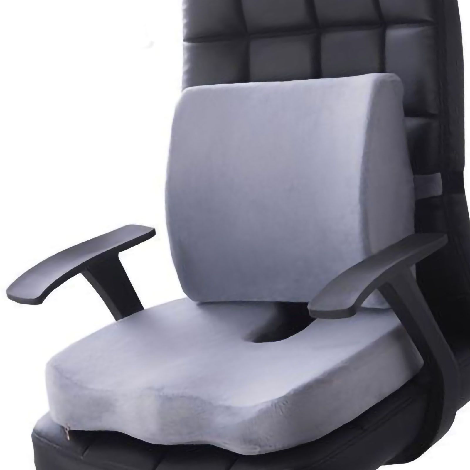 Seat Cushion Lumbar Support Set Polyester Comfortable Chair Cushion for Office Home Flannelette Set Grey Cushion and Back Cushion Combination Set - Image 4