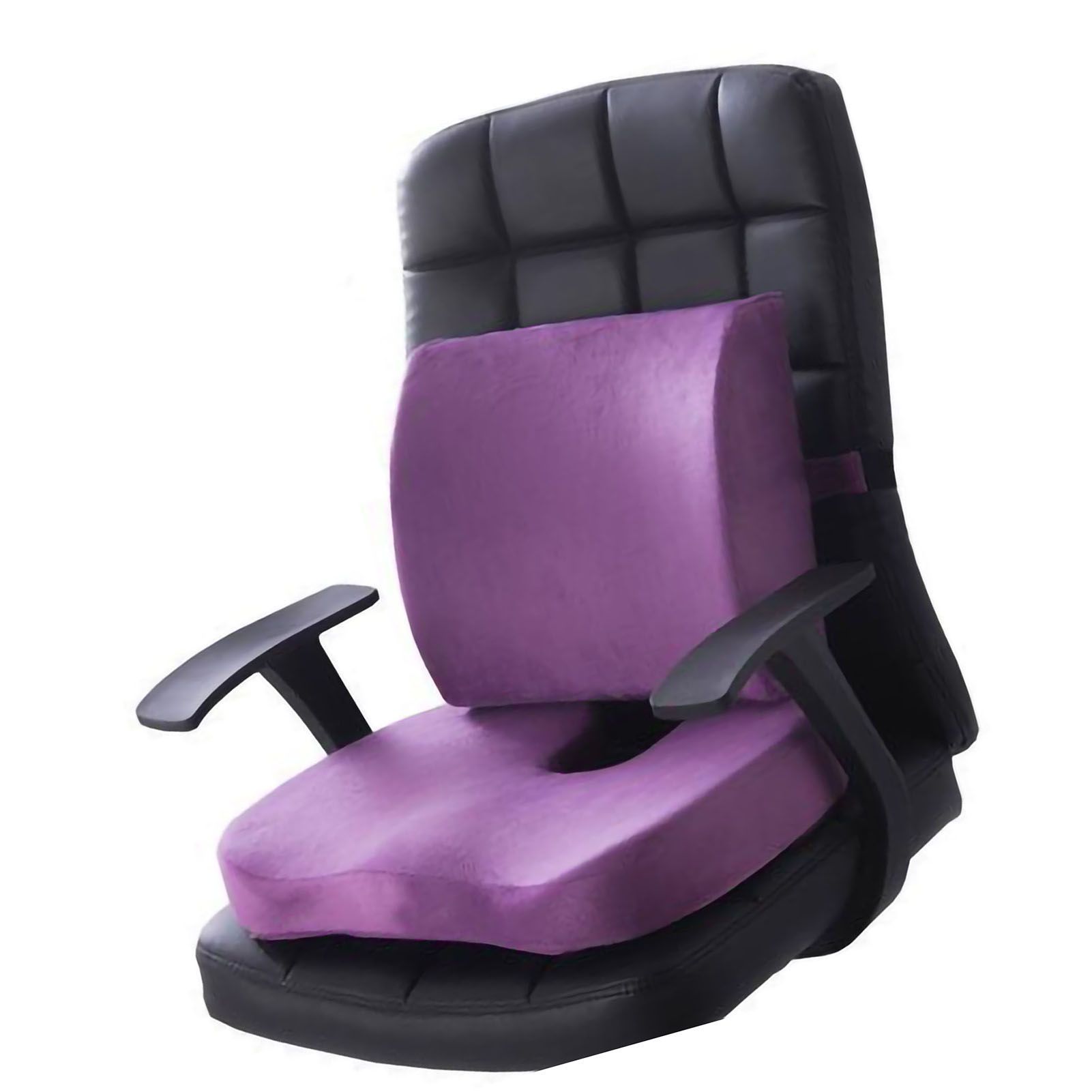 Seat Cushion Lumbar Support Set Polyester Comfortable Chair Cushion for Office Home Flannelette Set Purple Cushion and Back Cushion Combination Set - Image 2