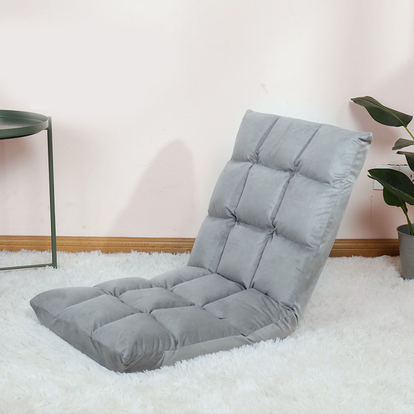 Floor Seat Sofa Chair Foldable Adjustable Floor Chair Sofa Bed Beanbag for Gaming Sleeping Relaxing Reading Grey - Image 1