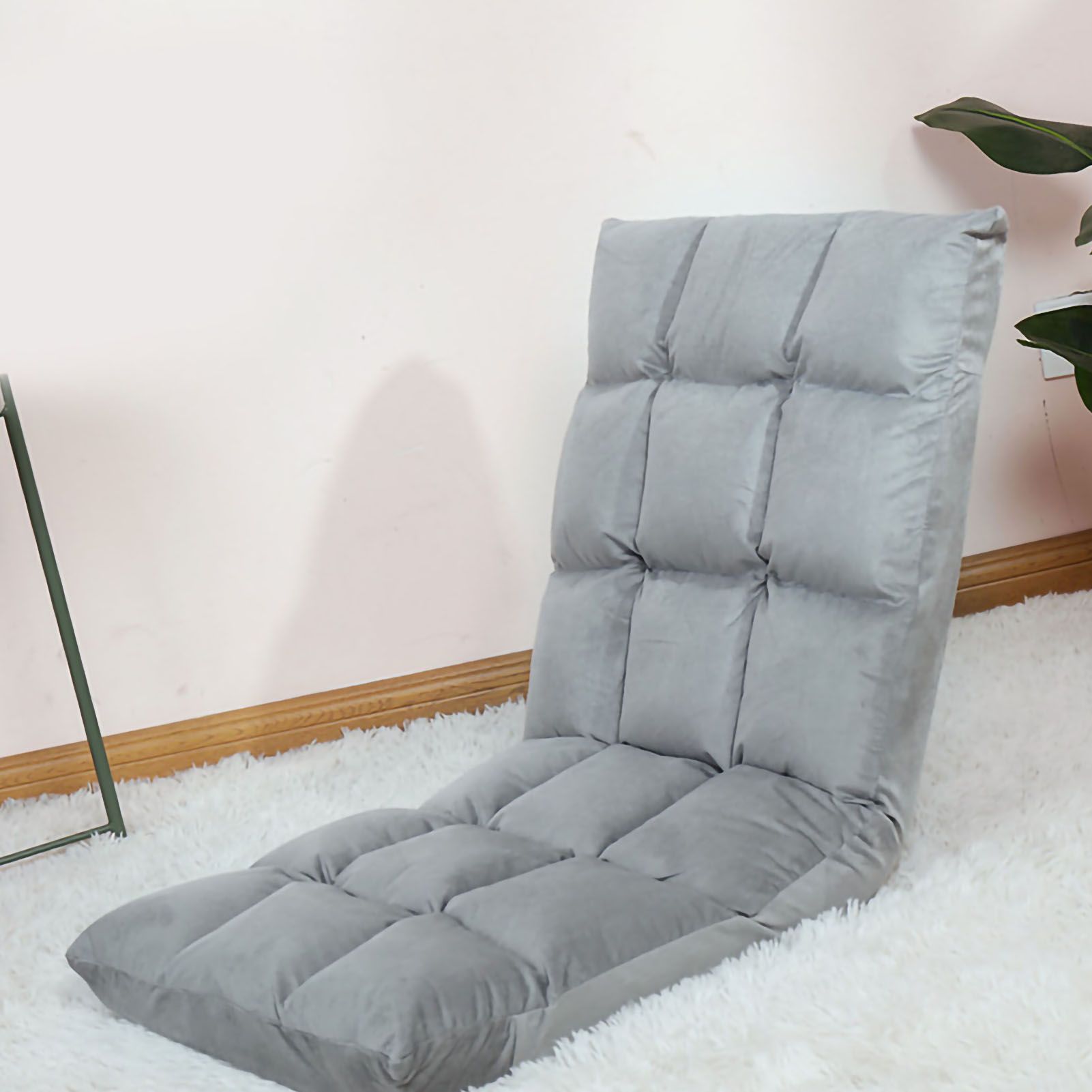 Floor Seat Sofa Chair Foldable Adjustable Floor Chair Sofa Bed Beanbag for Gaming Sleeping Relaxing Reading Grey - Image 3