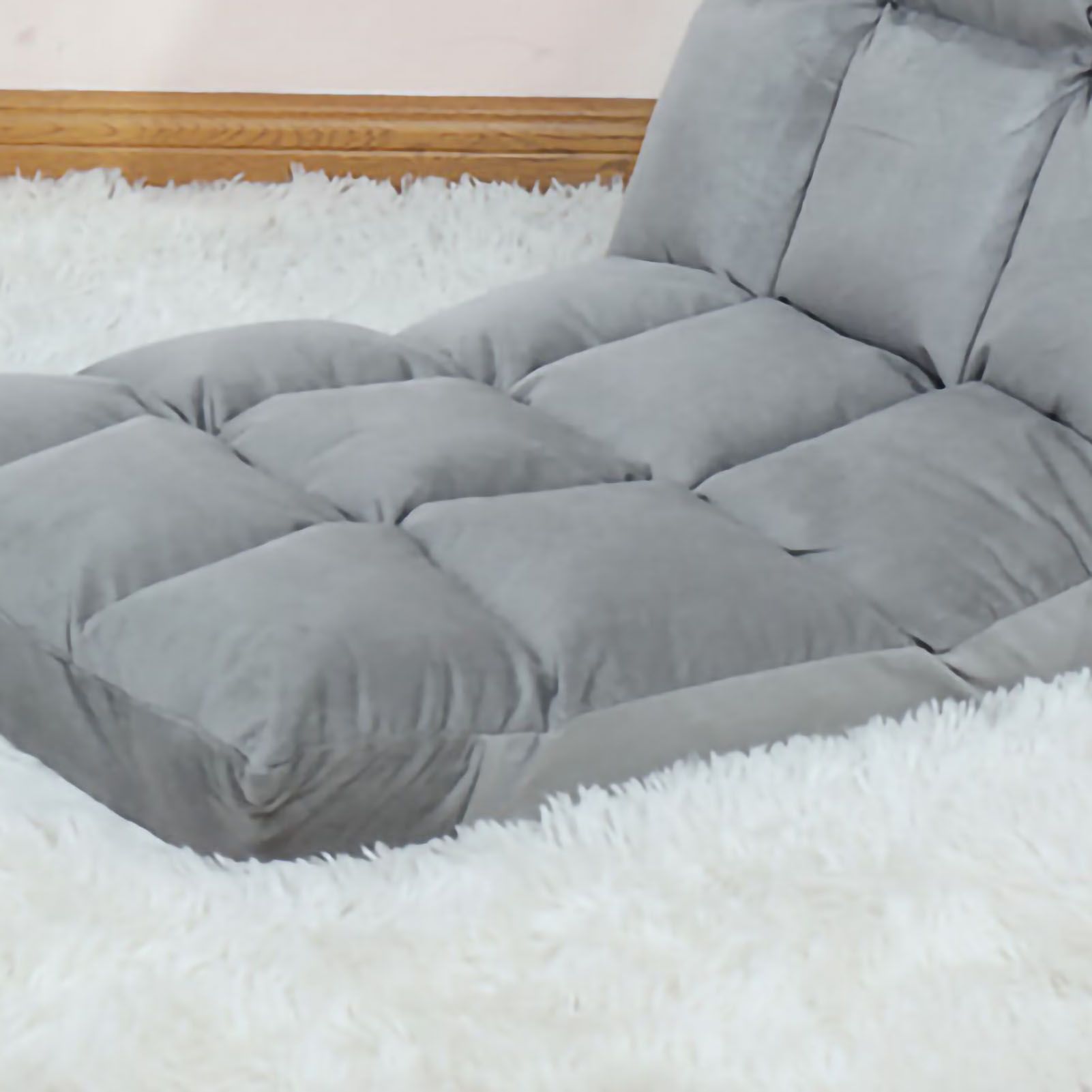 Floor Seat Sofa Chair Foldable Adjustable Floor Chair Sofa Bed Beanbag for Gaming Sleeping Relaxing Reading Grey - Image 5