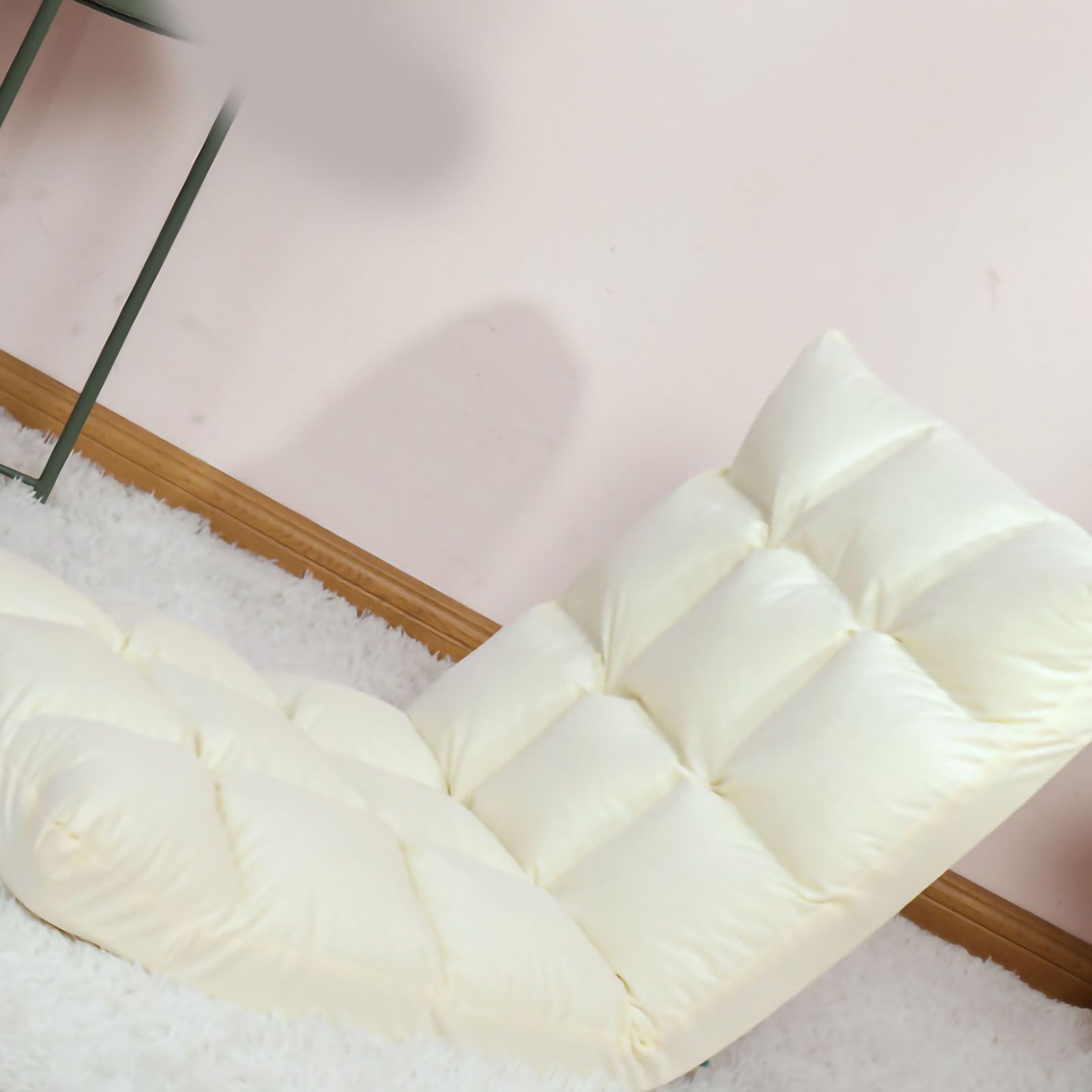 Floor Seat Sofa Chair Foldable Adjustable Floor Chair Sofa Bed Beanbag for Gaming Sleeping Relaxing Reading Milk White - Image 3