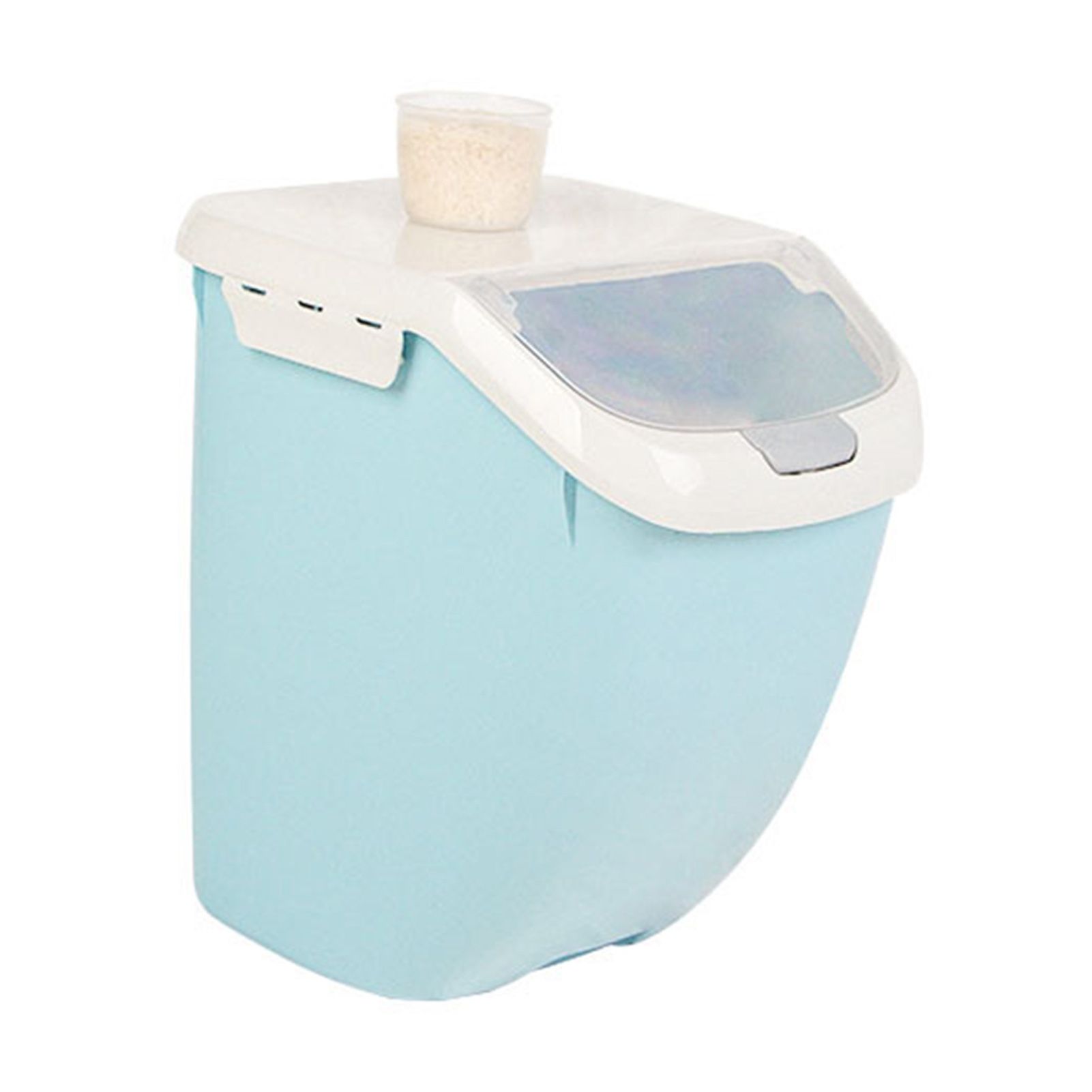 Grain Storage Box Waterproof Clamshell Multipurpose Plastic Rice Storage Containers for Kitchen Blue S 26x34x21cm/10.2x13.4x8.3in - Image 1