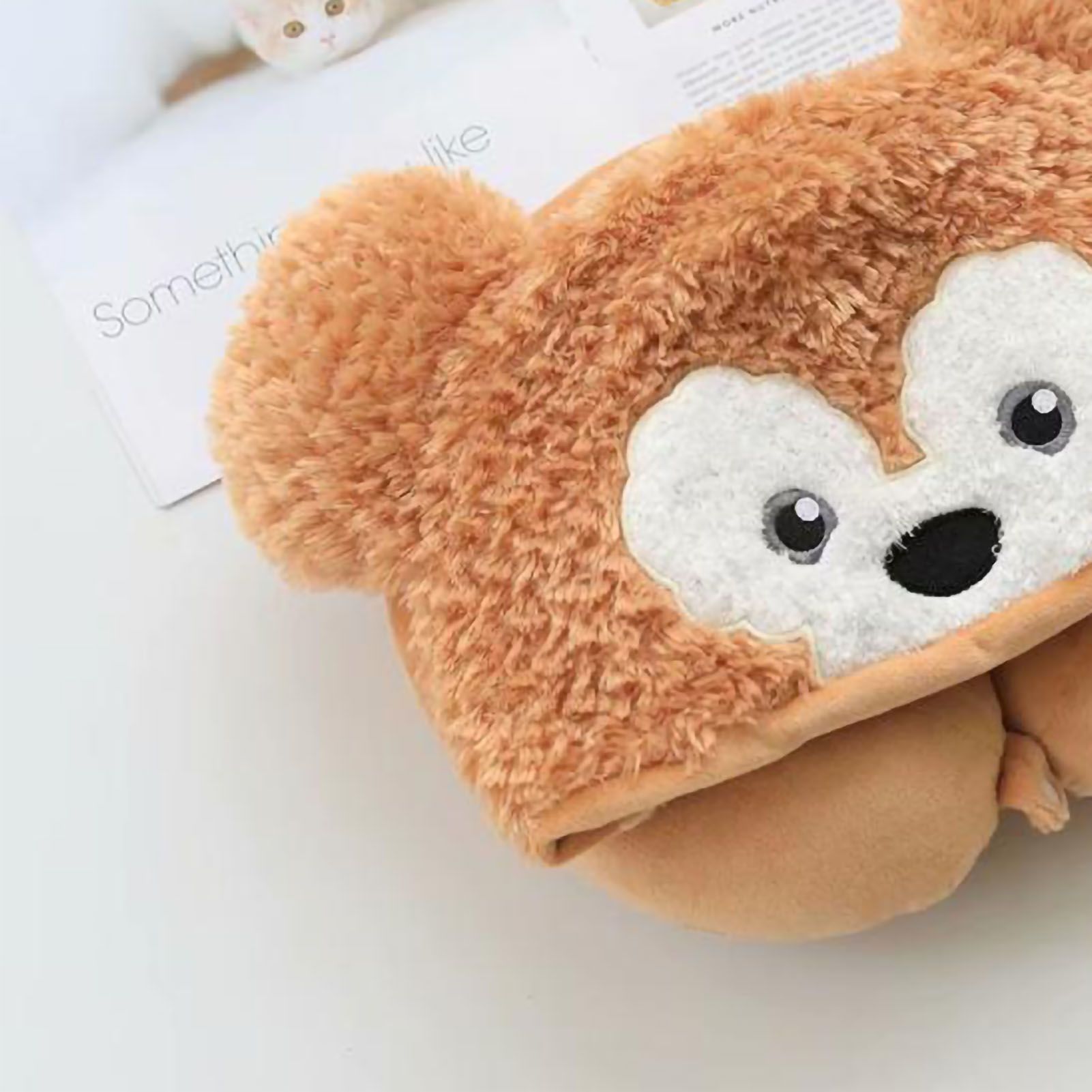 Hooded U Shaped Pillow Cute Cartoon Travel PP Cotton U Shaped Neck Pillow for Airplane Seat Yellow Bear - Image 4