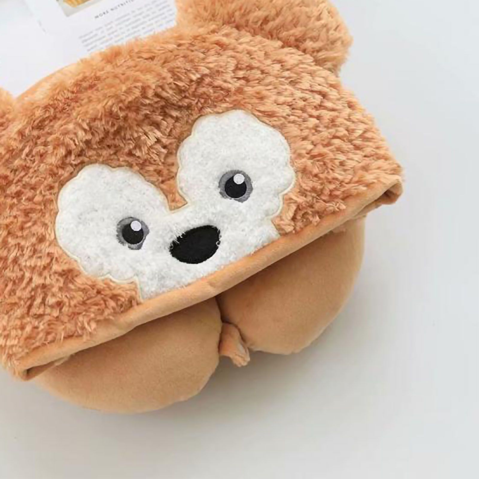 Hooded U Shaped Pillow Cute Cartoon Travel PP Cotton U Shaped Neck Pillow for Airplane Seat Yellow Bear - Image 5