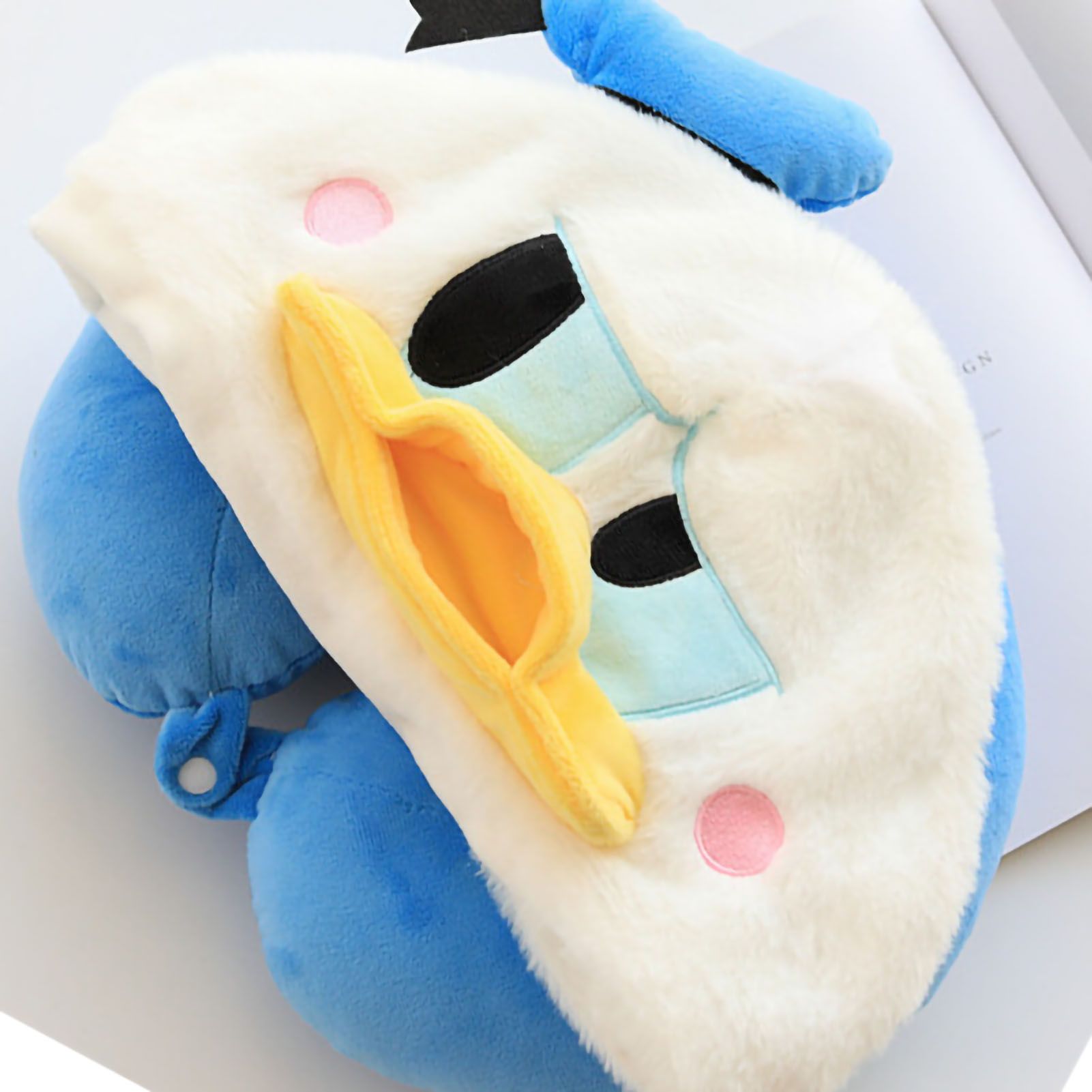 Hooded U Shaped Pillow Cute Cartoon Travel PP Cotton U Shaped Neck Pillow for Airplane Seat Duck - Image 2