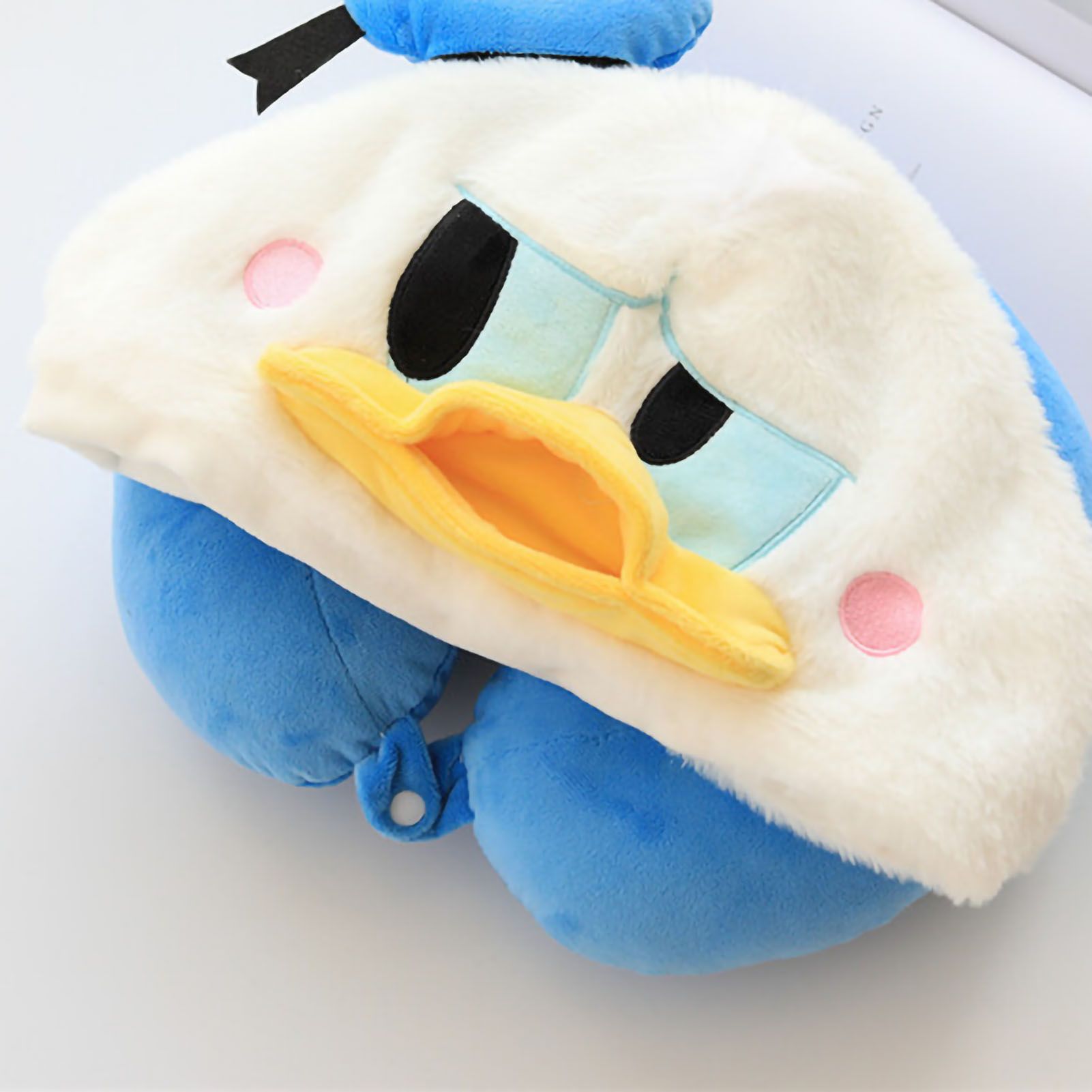 Hooded U Shaped Pillow Cute Cartoon Travel PP Cotton U Shaped Neck Pillow for Airplane Seat Duck - Image 5