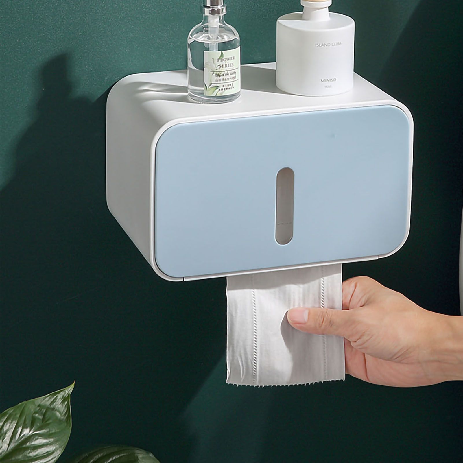 Wall Mounted Toilet Paper Holder PS ABS Waterproof Roll Paper Tissue Storage Box Bathroom Accessories Blue - Image 4