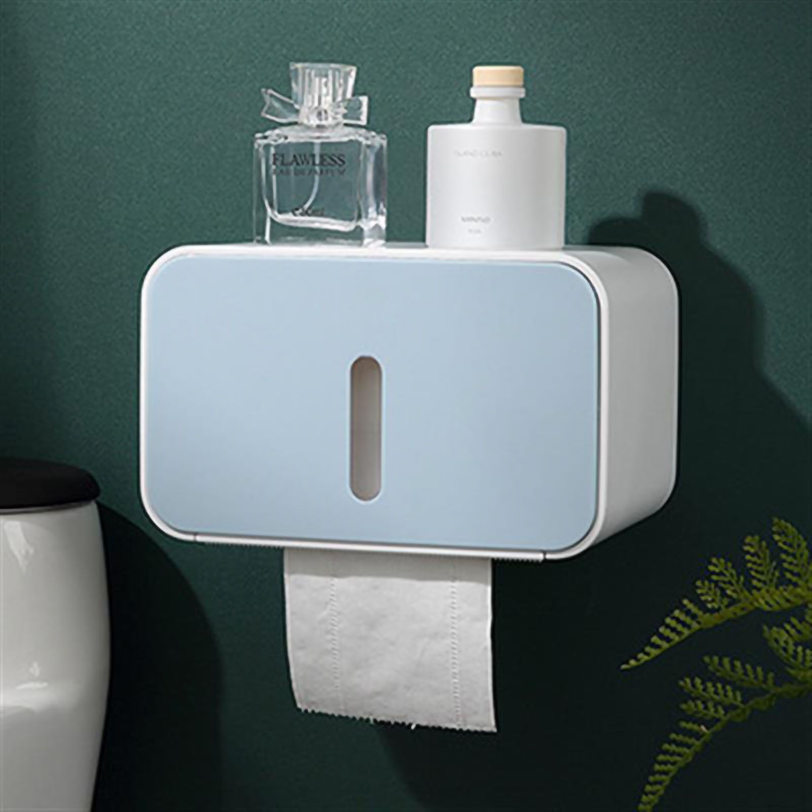 Wall Mounted Toilet Paper Holder PS ABS Waterproof Roll Paper Tissue Storage Box Bathroom Accessories Blue - Image 5