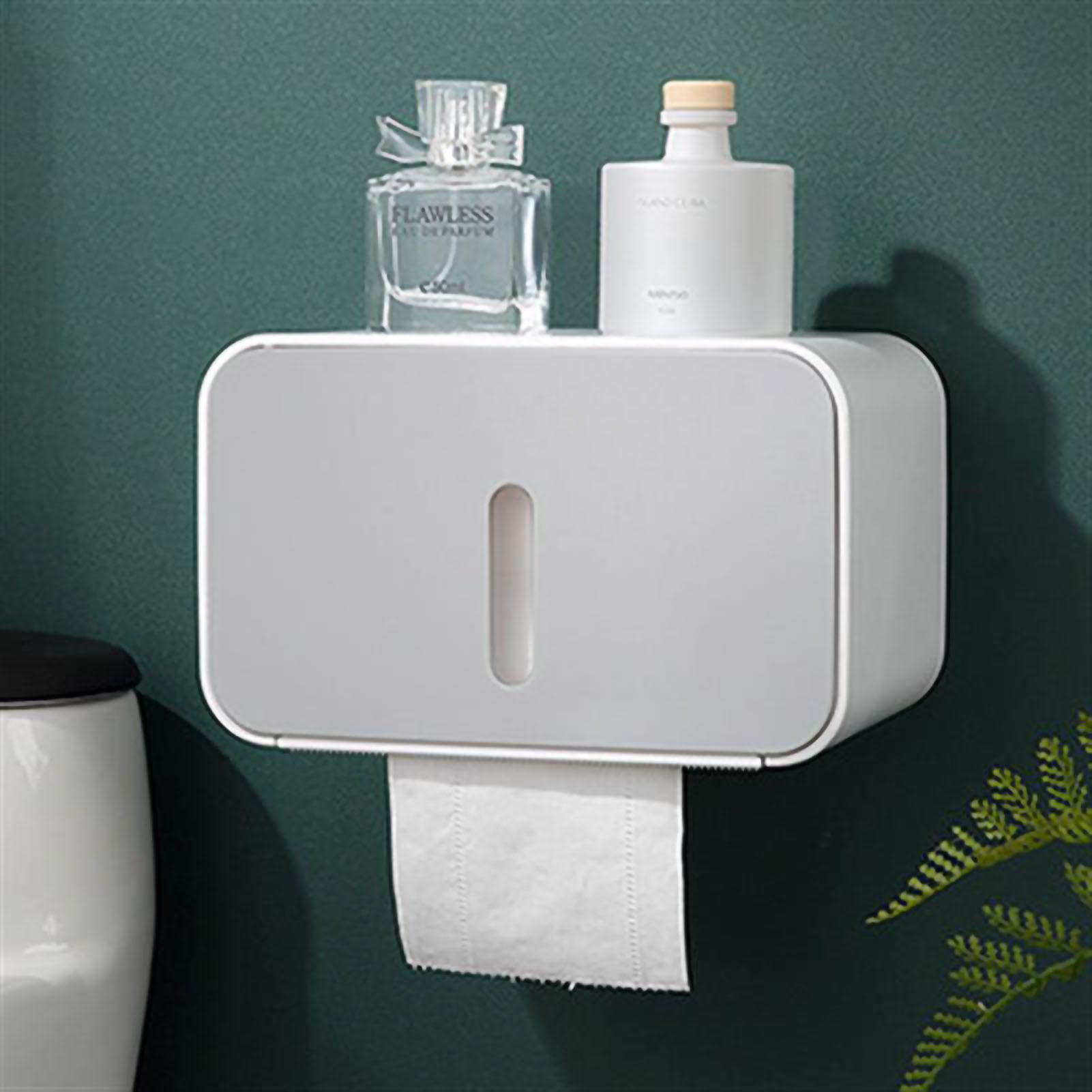 Wall Mounted Toilet Paper Holder PS ABS Waterproof Roll Paper Tissue Storage Box Bathroom Accessories Gray - Image 1