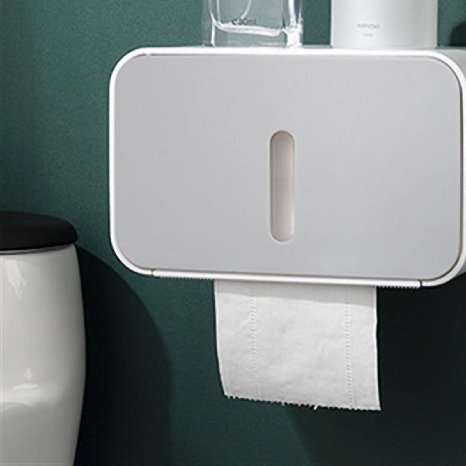 Wall Mounted Toilet Paper Holder PS ABS Waterproof Roll Paper Tissue Storage Box Bathroom Accessories Gray - Image 4