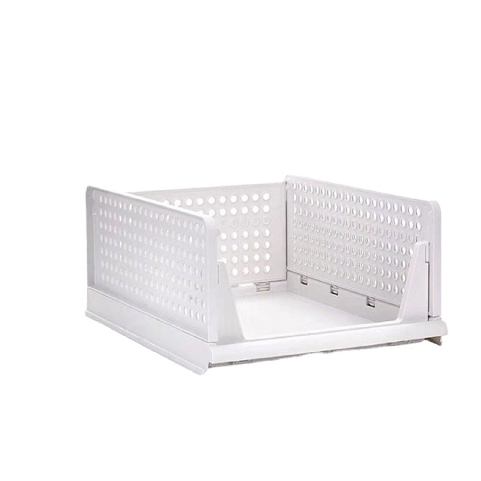 Stackable Storage Basket Plastic Large Open Drawer Wardrobe Cloth Container for Bedroom Living Room Offwhite - Image 1