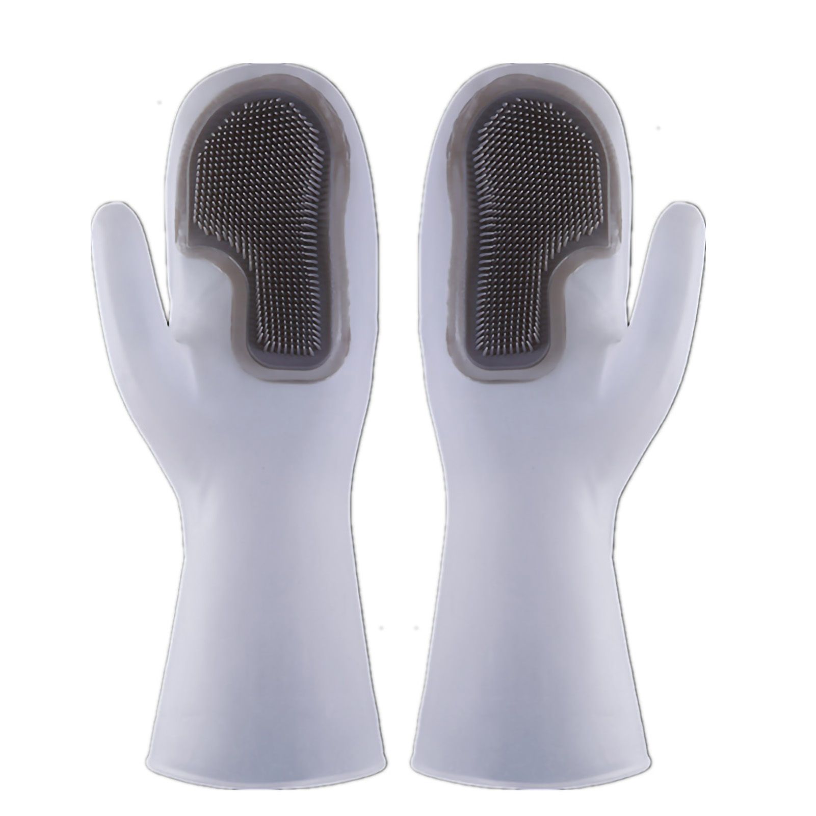 Dishwashing Scrubber Gloves Non Slip Waterproof Reusable Cleaning Scrubber Gloves Wear Resistant for Kitchen Gray - Image 4