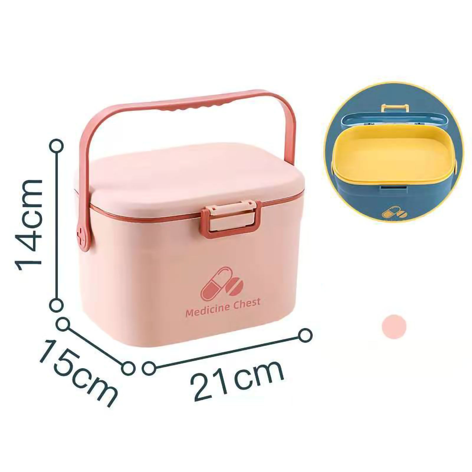 Medicine Box Pill Storage Case Sewing Tin Container PP 2 Layer Portable for Home Office Pink - Image 5