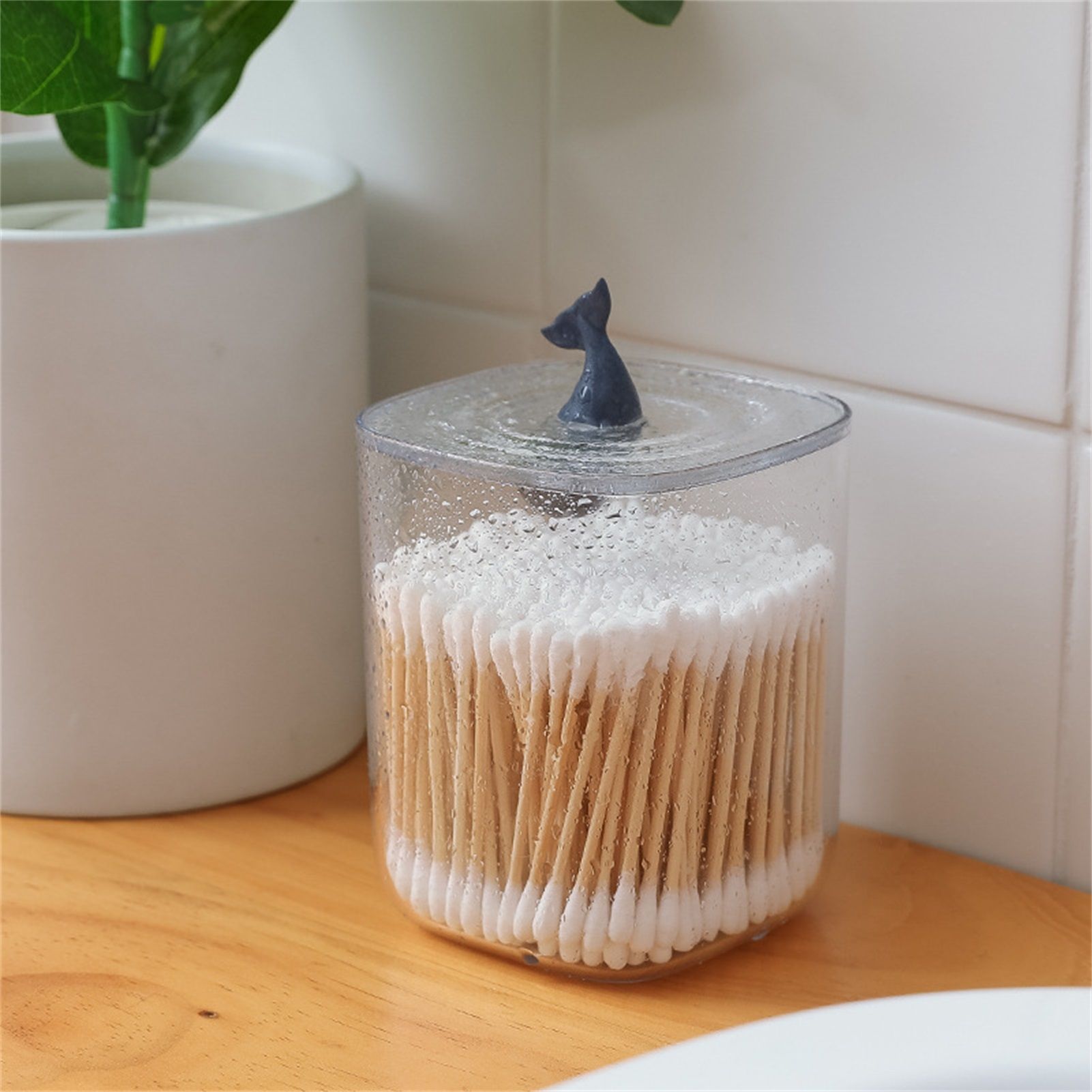 Bathroom Containers Multifunction Transparent Cotton Swabs Storage Canister with Lid for Home Whale - Image 4